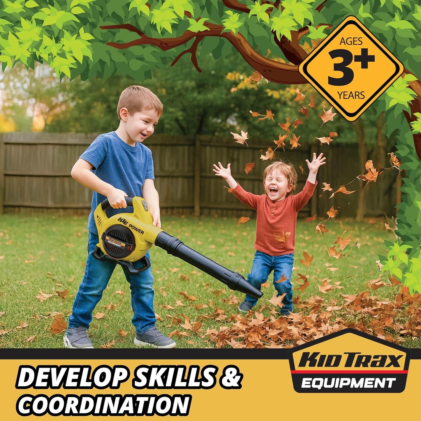 Kid Trax Leaf Blower Construction Toys - Kid Toy, Gardening Tools, Kids Leaf Blower, Tools for Kid, Pretend Play, Easy to Use, Realistic with Lights & Sounds, Toys for 3 Year Old Boys and Girls Above