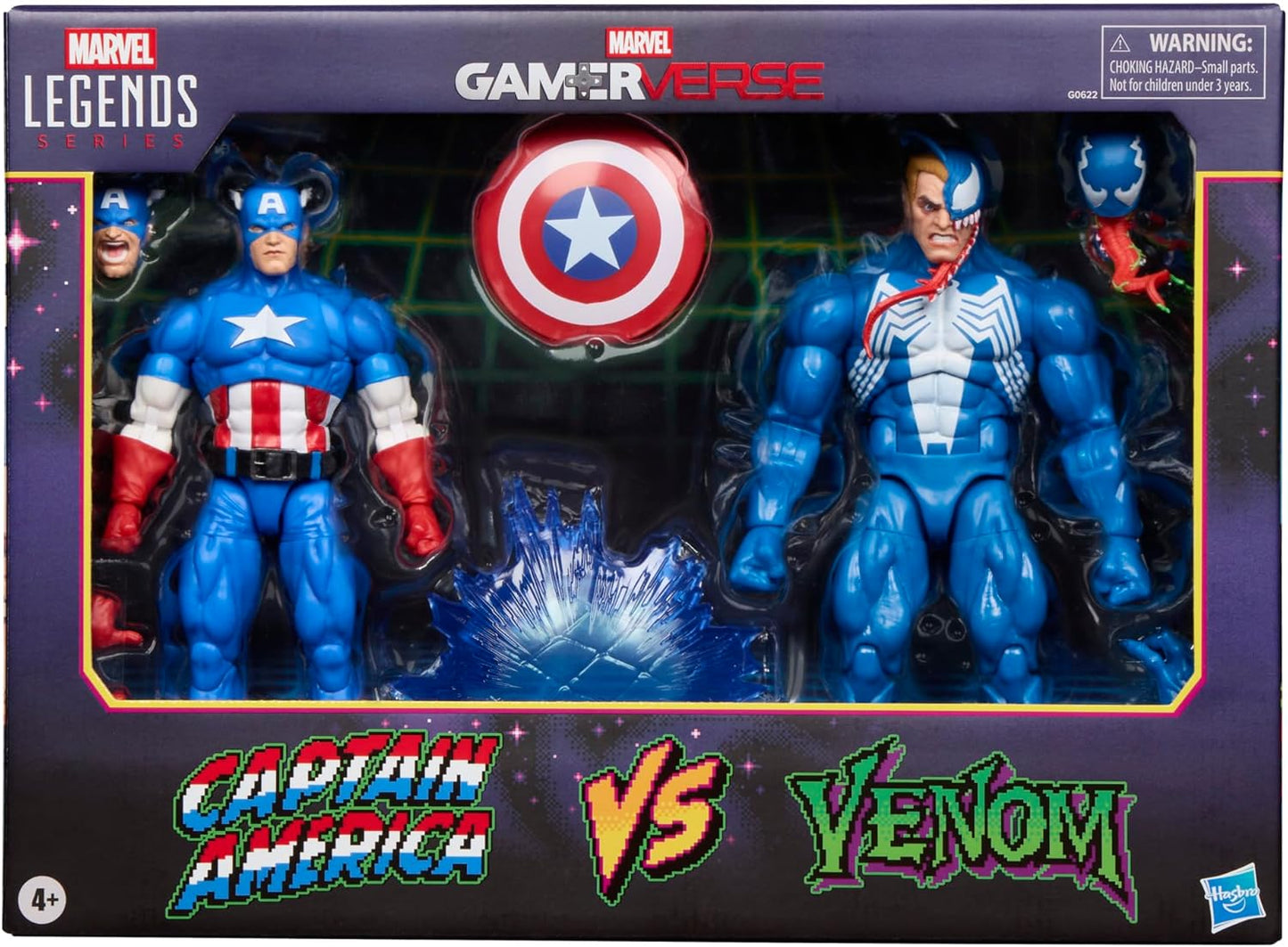 Marvel Legends Series Gamerverse Captain America vs Venom, Retro Video Game-Inspired Collectible 6-Inch Action Figures