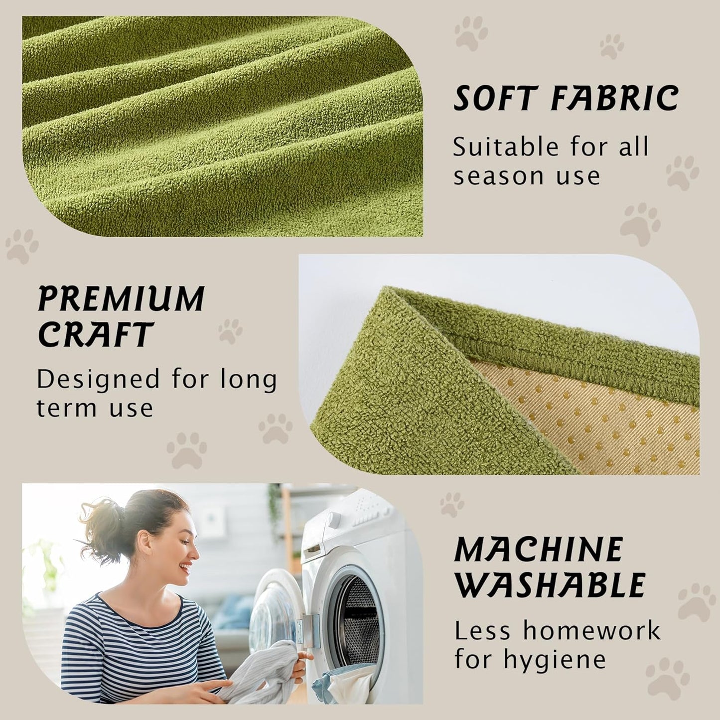 PuTian 100% Waterproof Couch Cover for Dogs - Anti-Scratch Washable Non Slip 2 Cushion Cover Blanket for L Shaped Sectional Recliner Sofa Slipcover for Pet Cats Kids, 71X134 in Boho Green-Waterproof
