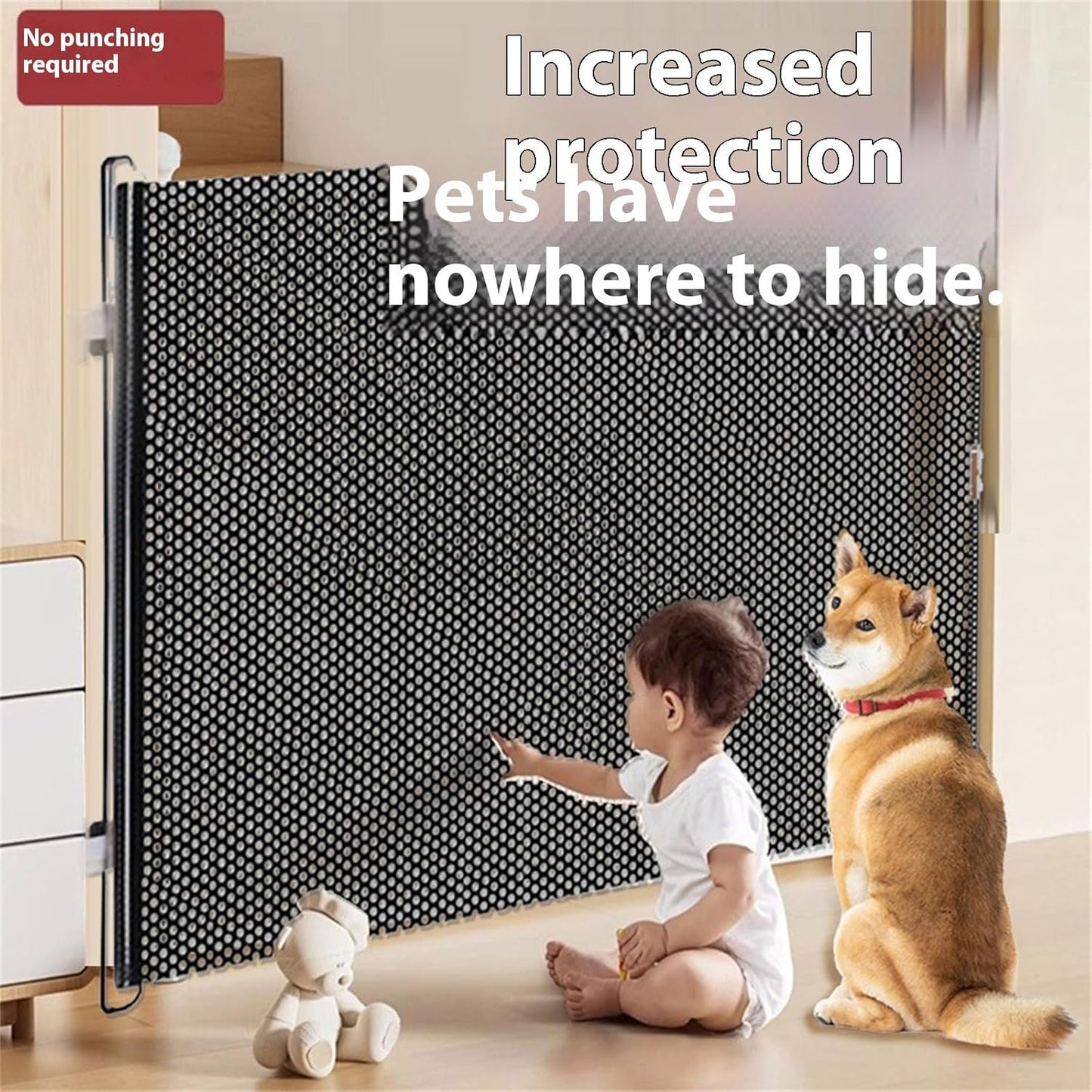 Retractable Pet Gate Childproof Barrier for Stairs Hallways Flexible Width Indoor Outdoor Dog White Modern Pet Barrier
