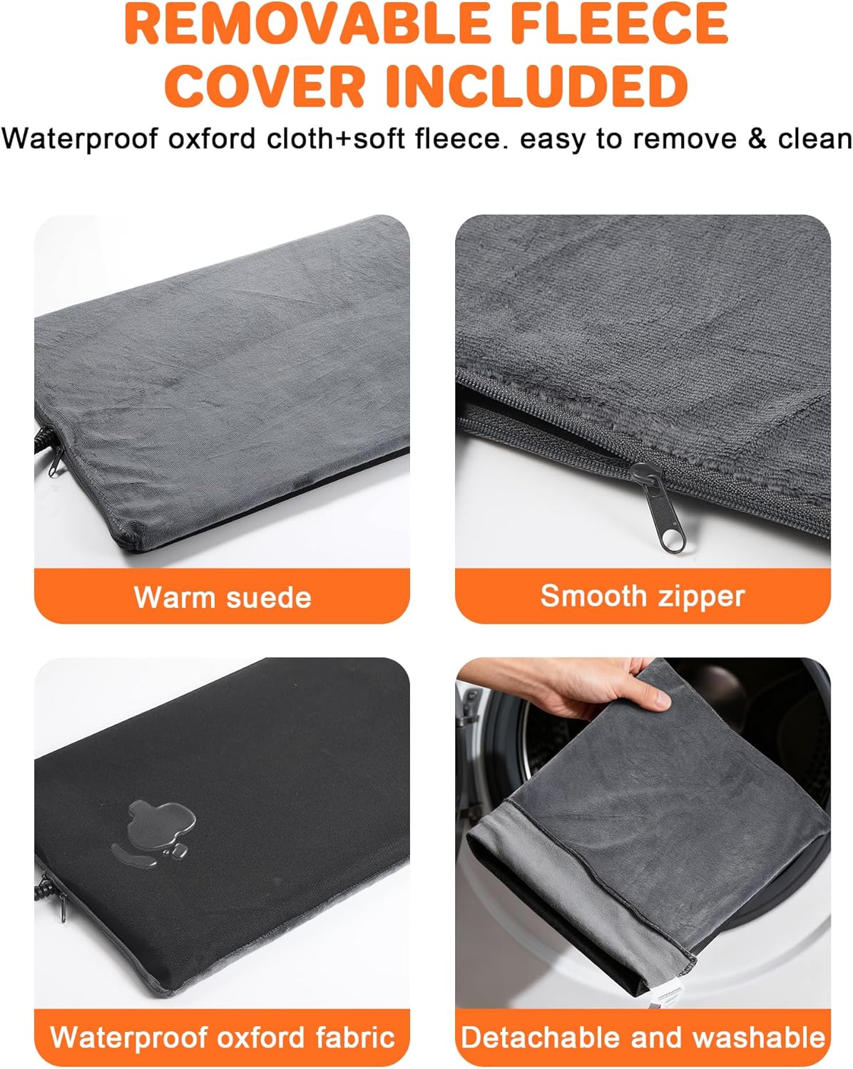 Roicaholy Pet Heating Pad - Waterproof Cat Heating Pad with Removable Cover for Outdoor Indoor Use, Continuous Heat, 15.7x11.8 in, 6ft Cord, 45W, Black