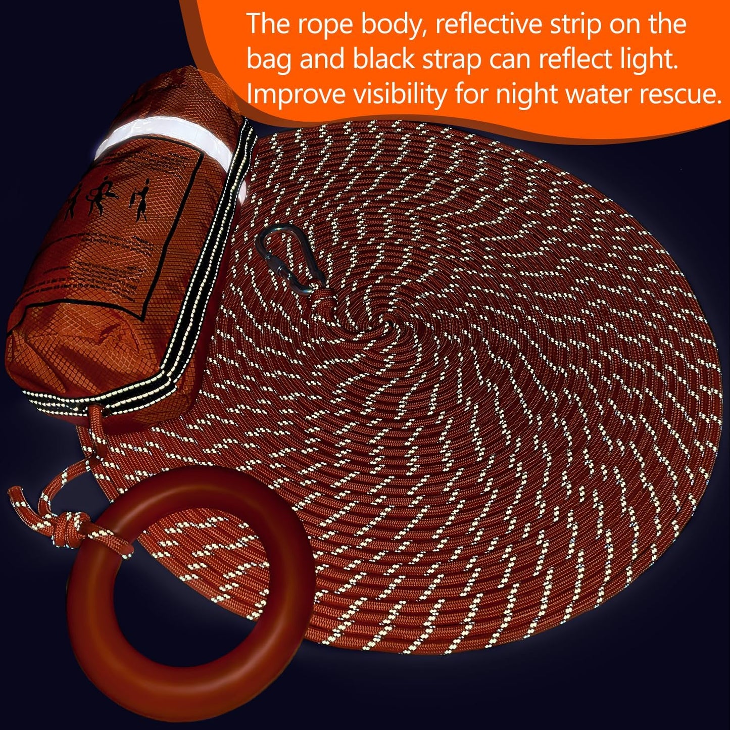 AnKun Water Rescue Throw Bag with 50/70/98FT Length of Rope in 3/10In Tensile Strength Rated to 2000lbs, Emergency Rescue Rope for Kayaking, Boating, Fishing, Rafting, High Visibility Safety Equipment