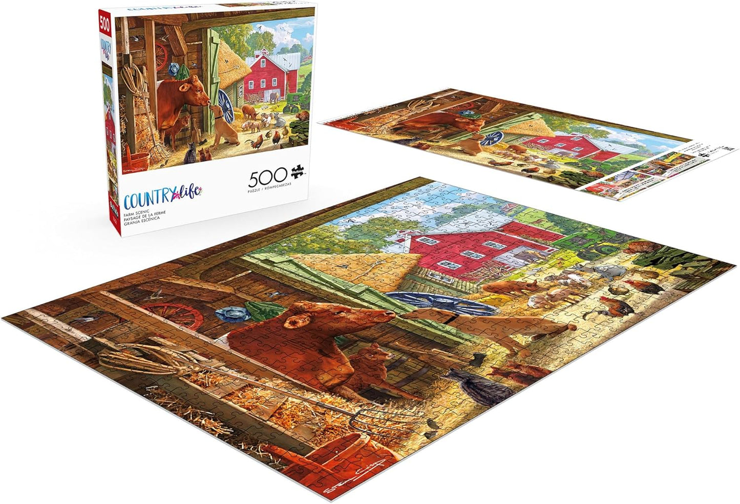 Buffalo Games - Country Life - Farm Scenic - 500 Piece Jigsaw Puzzle for Adults - Challenging Puzzle Perfect for Game Nights - Finished Size is 21.25 x 15.00