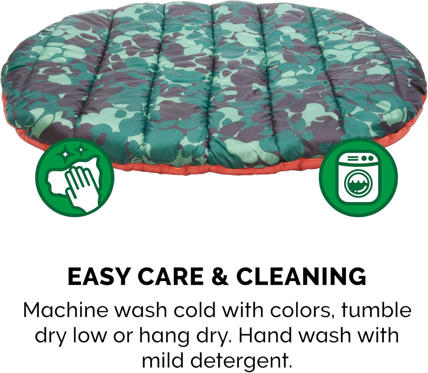 Furhaven Outdoor Travel Dog Bed for Small Dogs w/ Carry Bag, Washable & Foldable, Great for Crates & Kennels - Trail Pup Travel Pillow Mat w/ Stuff Sack Bag - Paprika/Camo-Paw, Small