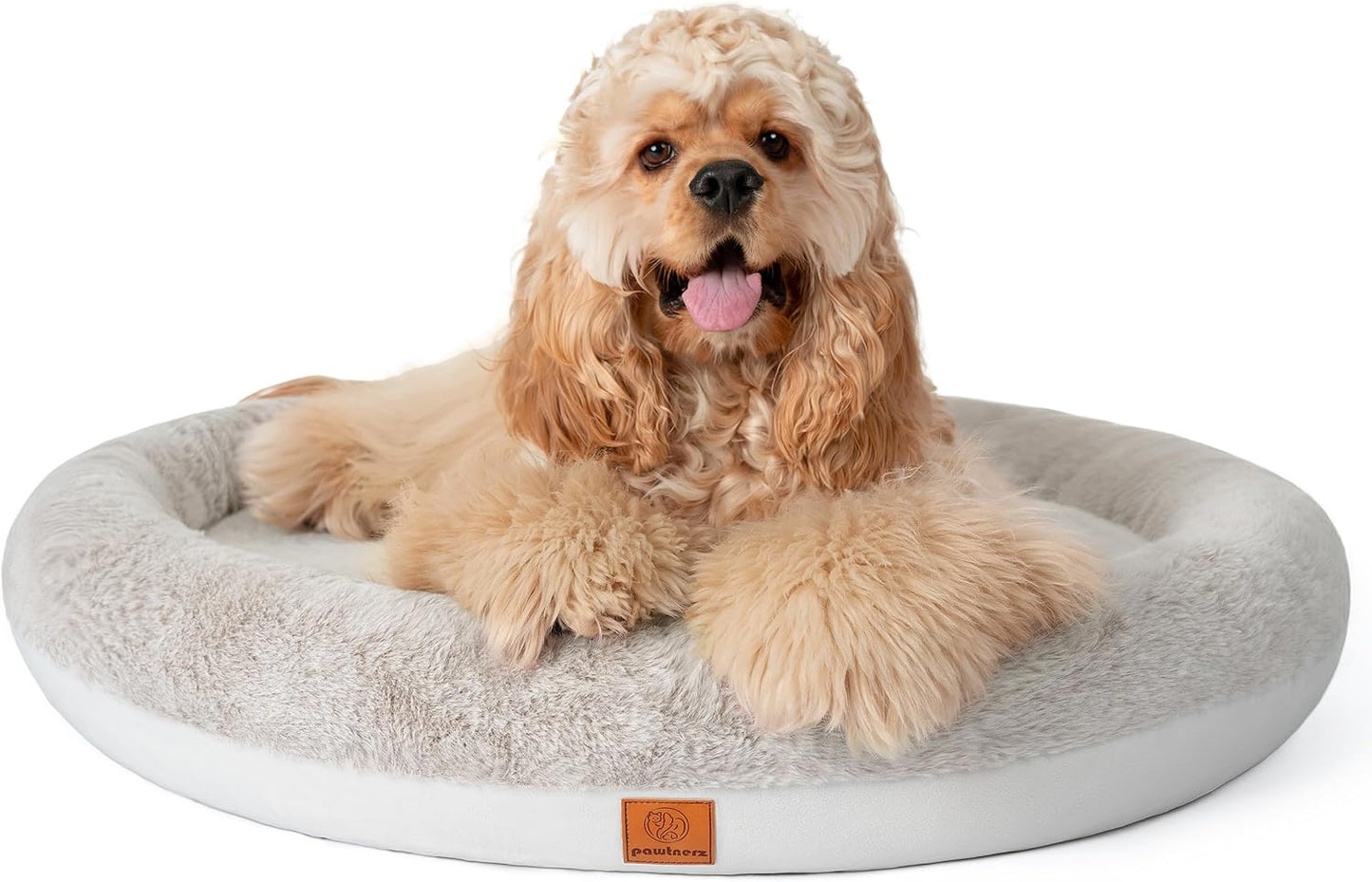 Round Donut Dog Bed – Luxury Orthopedic Dog Beds with Memory Foam – Calming Bolster Pet Bed, Water-Resistant, Washable Plush Cover, Premium Zipper – Small Dogs & Cats (21 Inches)