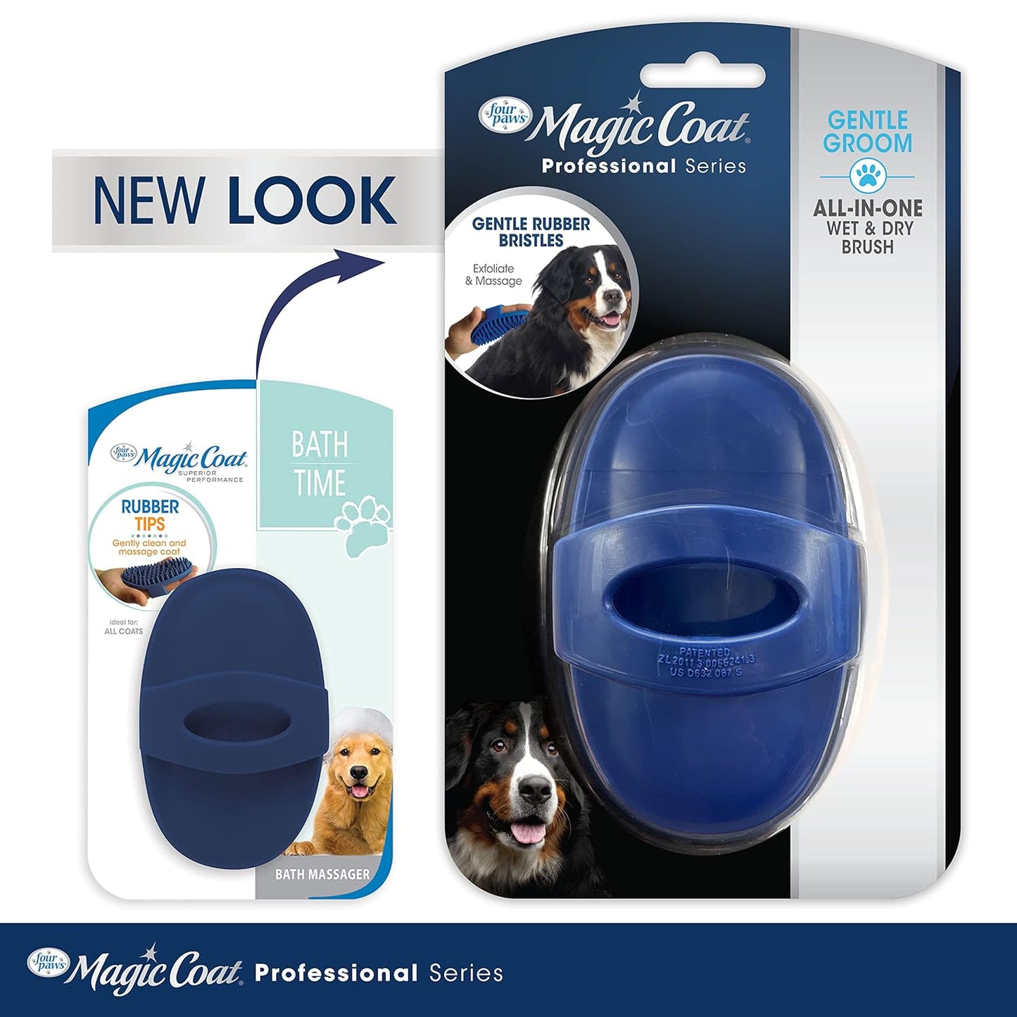 Four Paws Magic Coat Professional Series Grooming All-in-One Wet & Dry Detangling Brush for Dogs, 1 Count