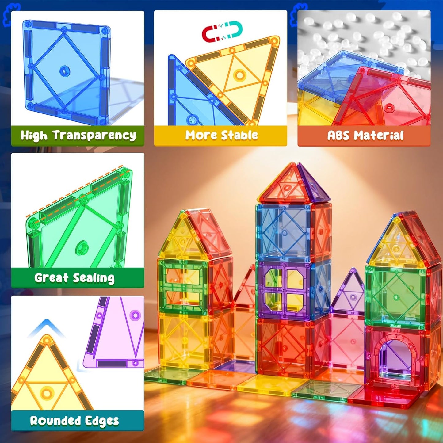 Magnetic Tiles Toddler Toys Magnetic Building Blocks for Kids Ages 3-12 STEM Educational Toys for Girls & Boys Sensory Toys for Kids with Autism Classroom Must Haves Easter Basket Stuffers for Toddler