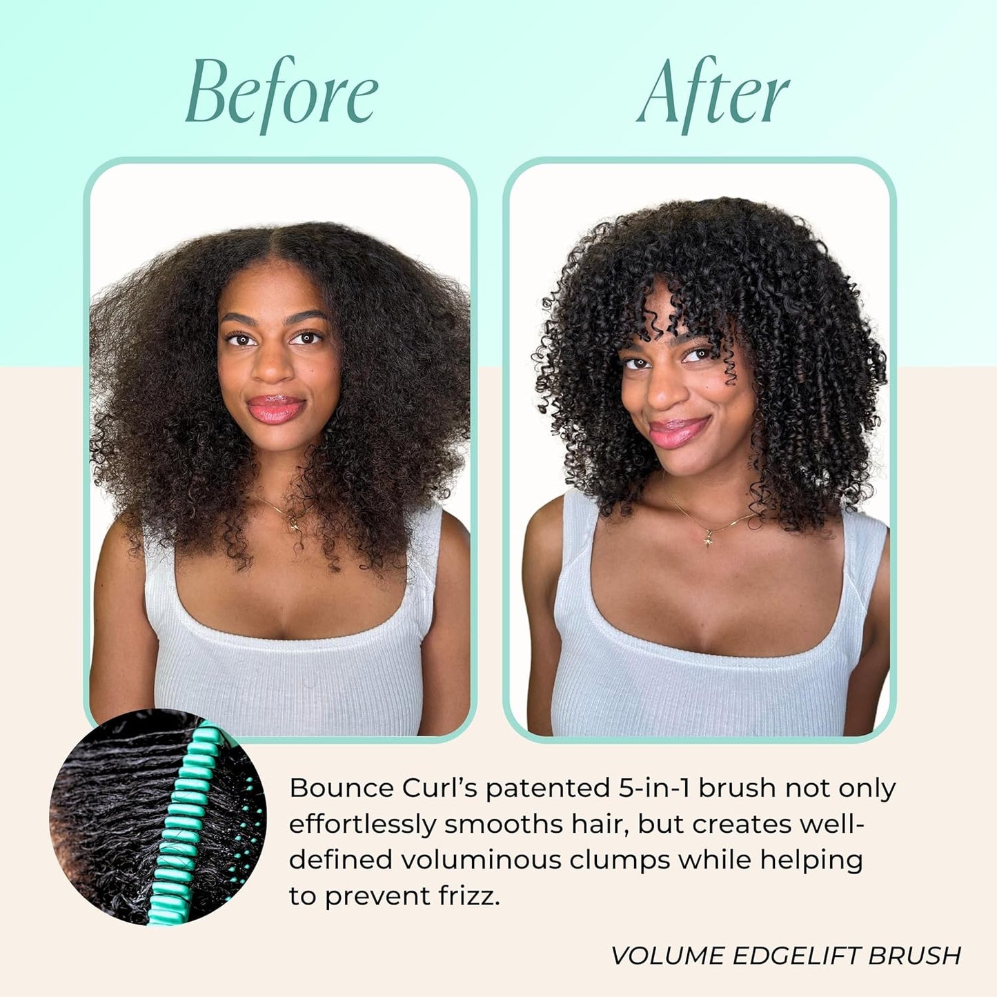 Bounce Curl Volume EdgeLift Brush, 5-in-1 Tool for Volumized Waves, Curls & Coils - Teal