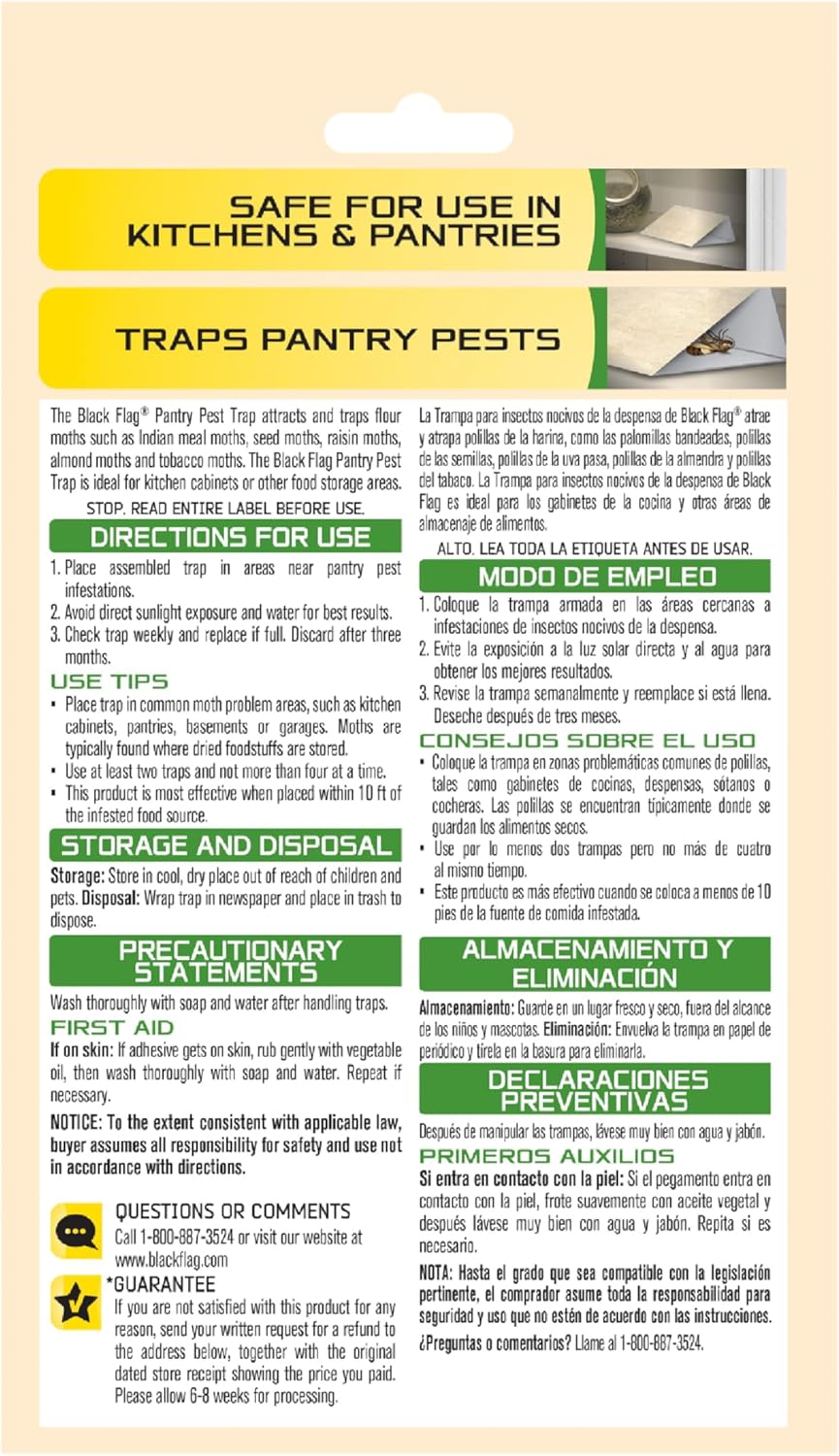 Black Flag Pantry Pest Trap 2 Count, Insect Traps, Safe For Use In Kitchens And Pantries