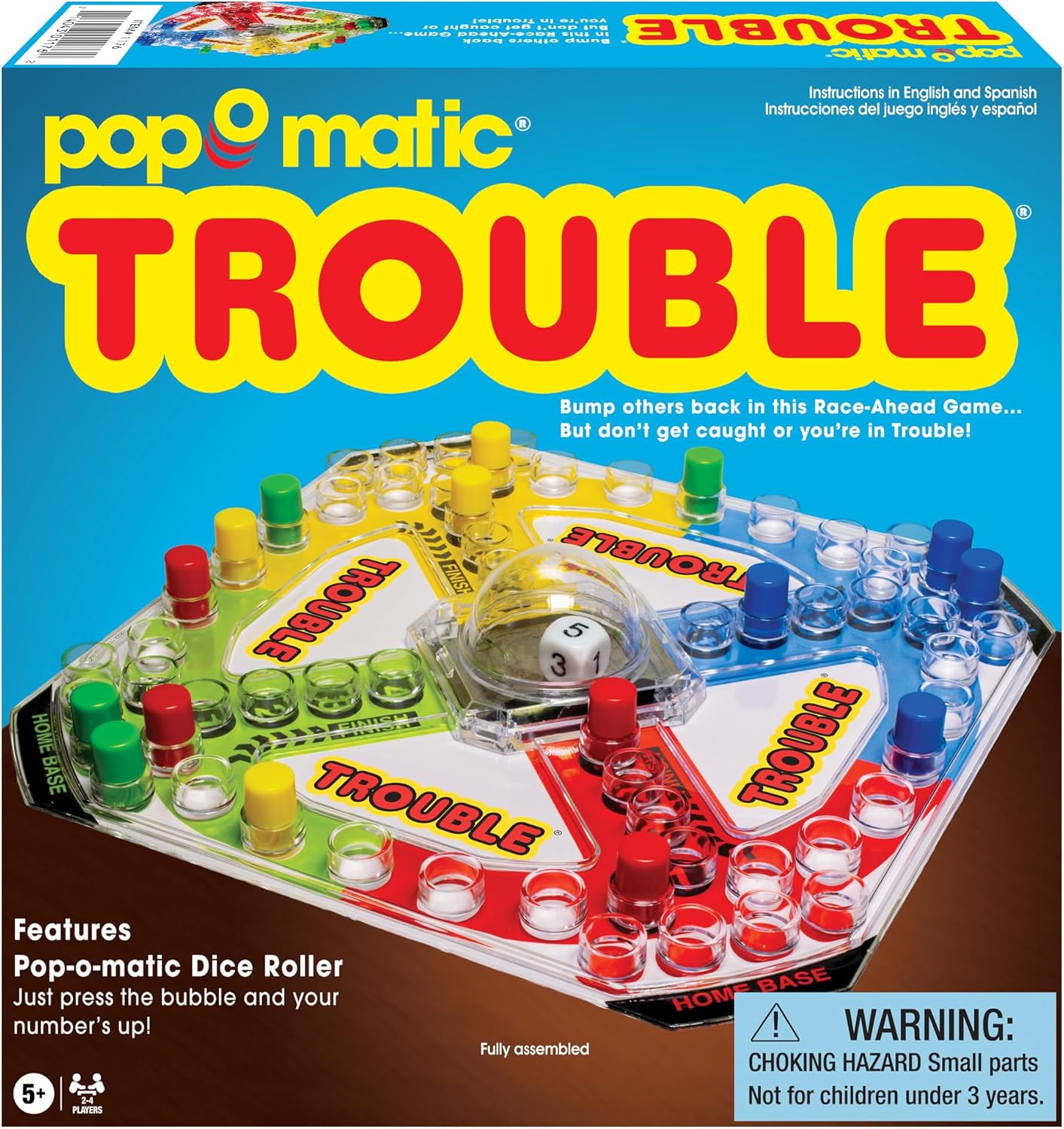 Winning Moves Classic Trouble with Retro Artwork and Pop-o-Matic Popper Games USA, Designed for Kids, Ages 5+ Perfect for an Indoor Interactive Activity (1176)