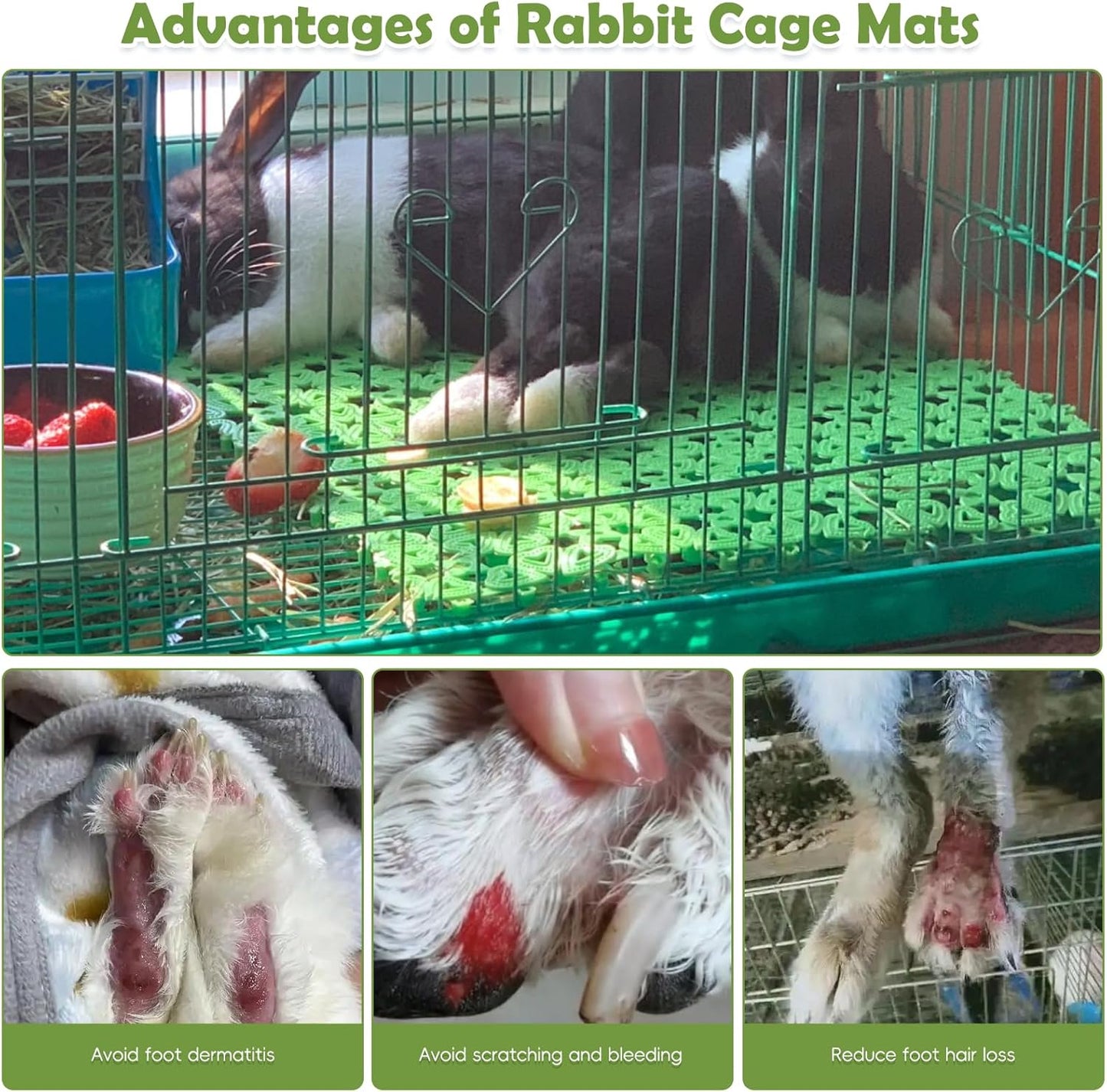 kathson 16PCS Rabbit Mat Plastic Cage Mat Floor Mats Bunny Hole Leak Water Pads for Pet Cats Dogs Hamster Rat Chinchilla Guinea Pig and Other Small Animals