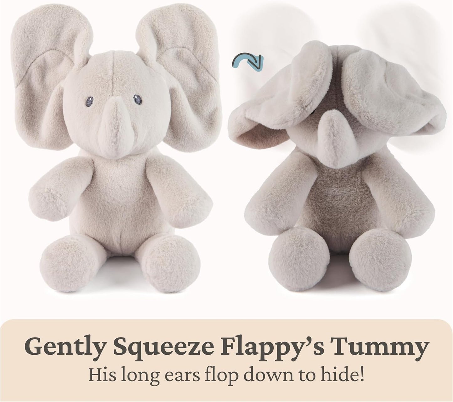 GUND Baby Peek-a-Boo Flappy Elephant Plush, Elephant Stuffed Animal, Baby Toy for Ages 0 and Up, Gray, 7" (Batteries Not Required)