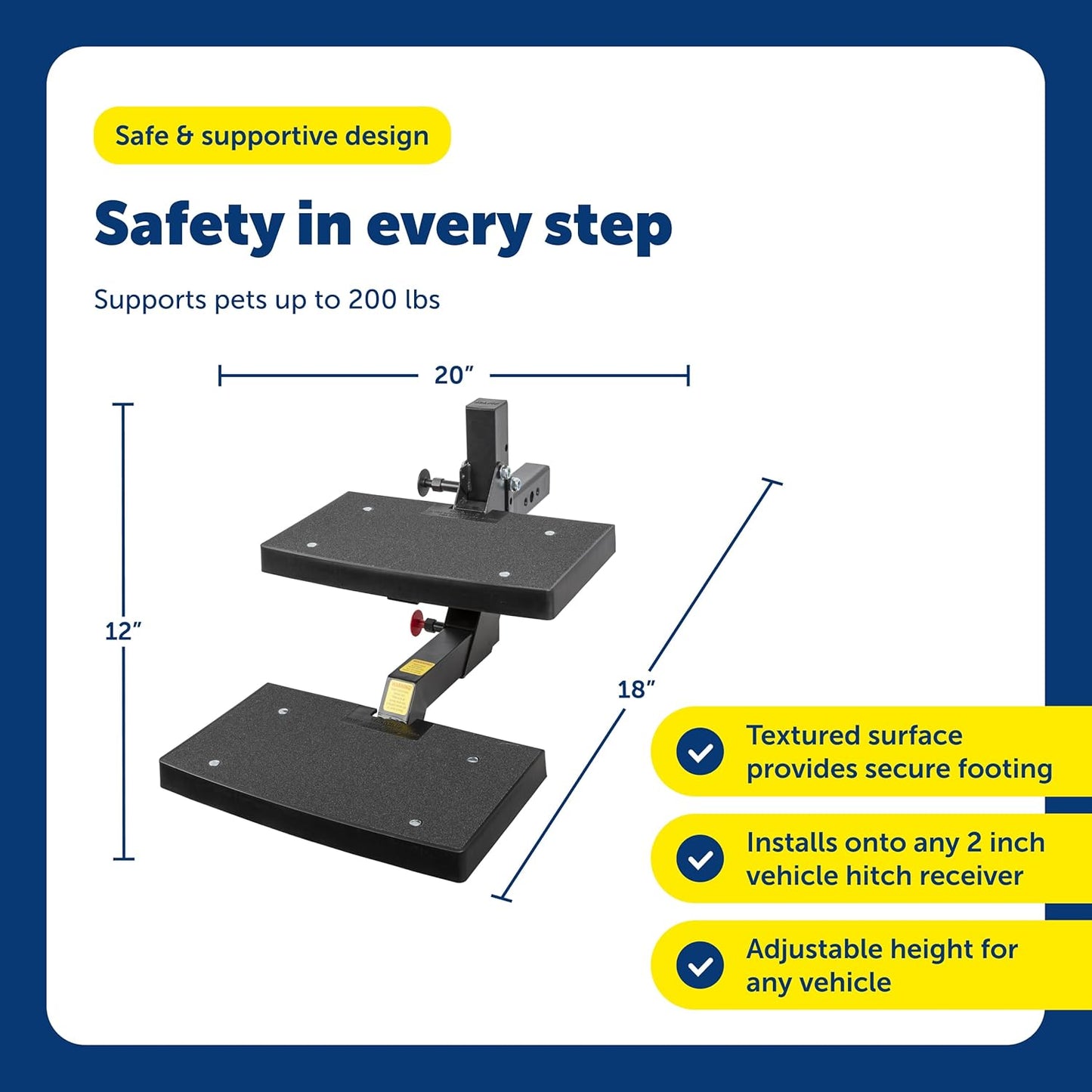 PetSafe Happy Ride PupSTEP HitchStep Dog Stairs, Folding Steps for Truck & SUV Hitches, for Medium to Large Dogs