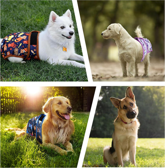 5 Pack Washable Female Dog Diapers,Reusable Diaper for Doggie,Highly Absorbent Dog Diaper,Adjustable Leakproof Puppy Diapers Skirt for Heat,Incontinence,Period Doggy Nappies