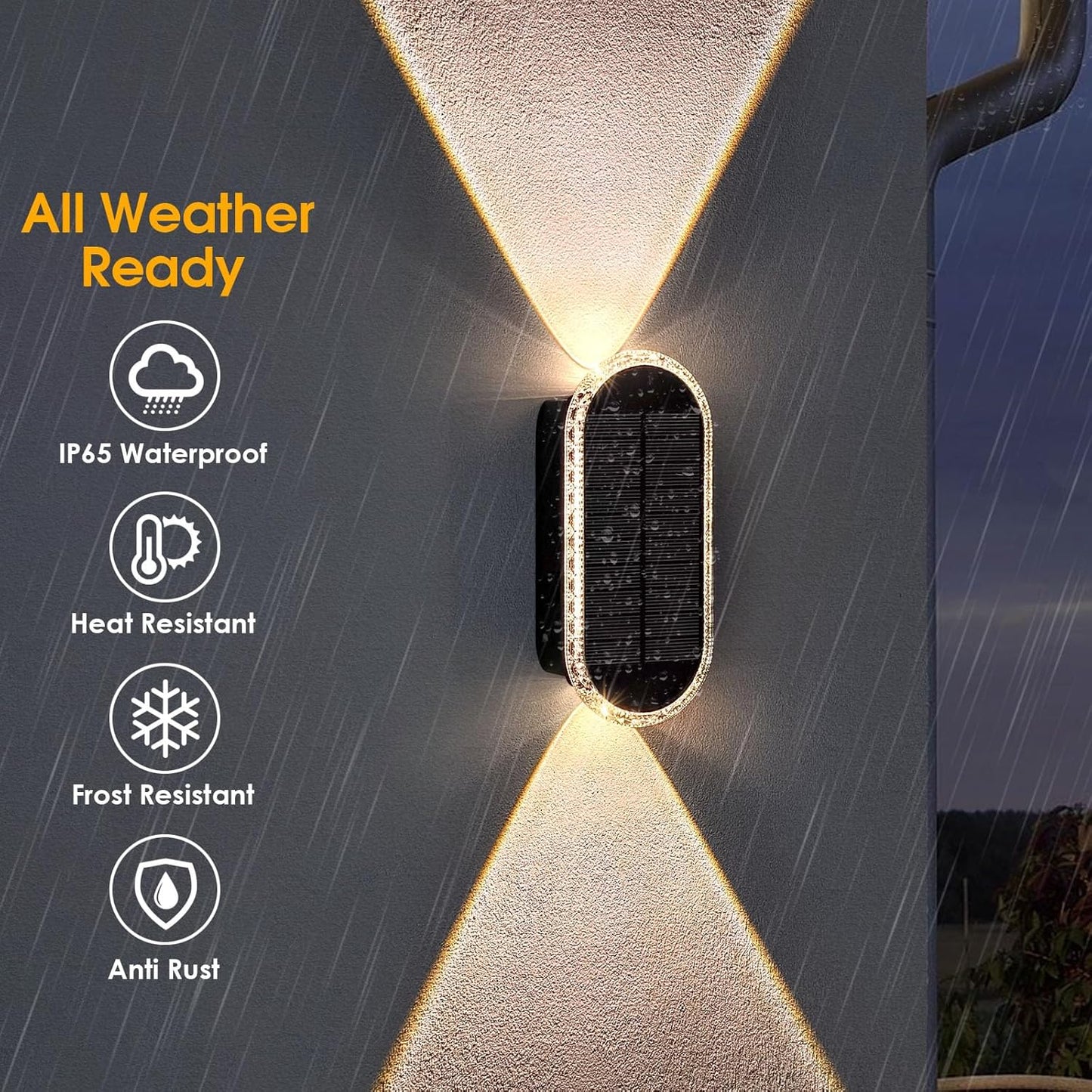 Solar Fence Lights Outdoor - 3000/4000/6000K 3 Modes, IP65 Waterproof Fence Lights Solar Powered, Up & Down Lighting Solar Wall Lights Outdoor for Backyard/Garden/Patio/Garage and Wall decor (8 pack)