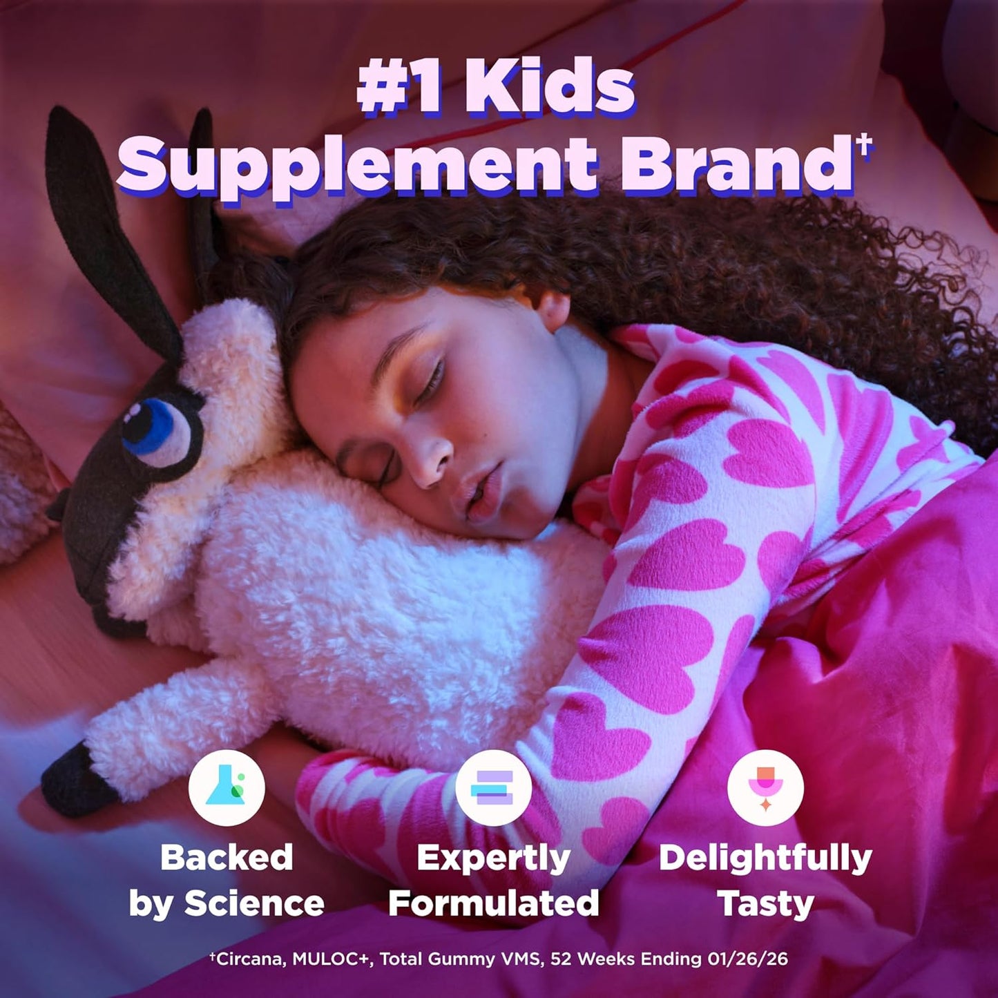 OLLY Kids Sleep Gummy, 0.5mg Melatonin, L Theanine, Chamomile, and Lemon Balm, Childrens Chewable Supplement, Raspberry - 50 Count