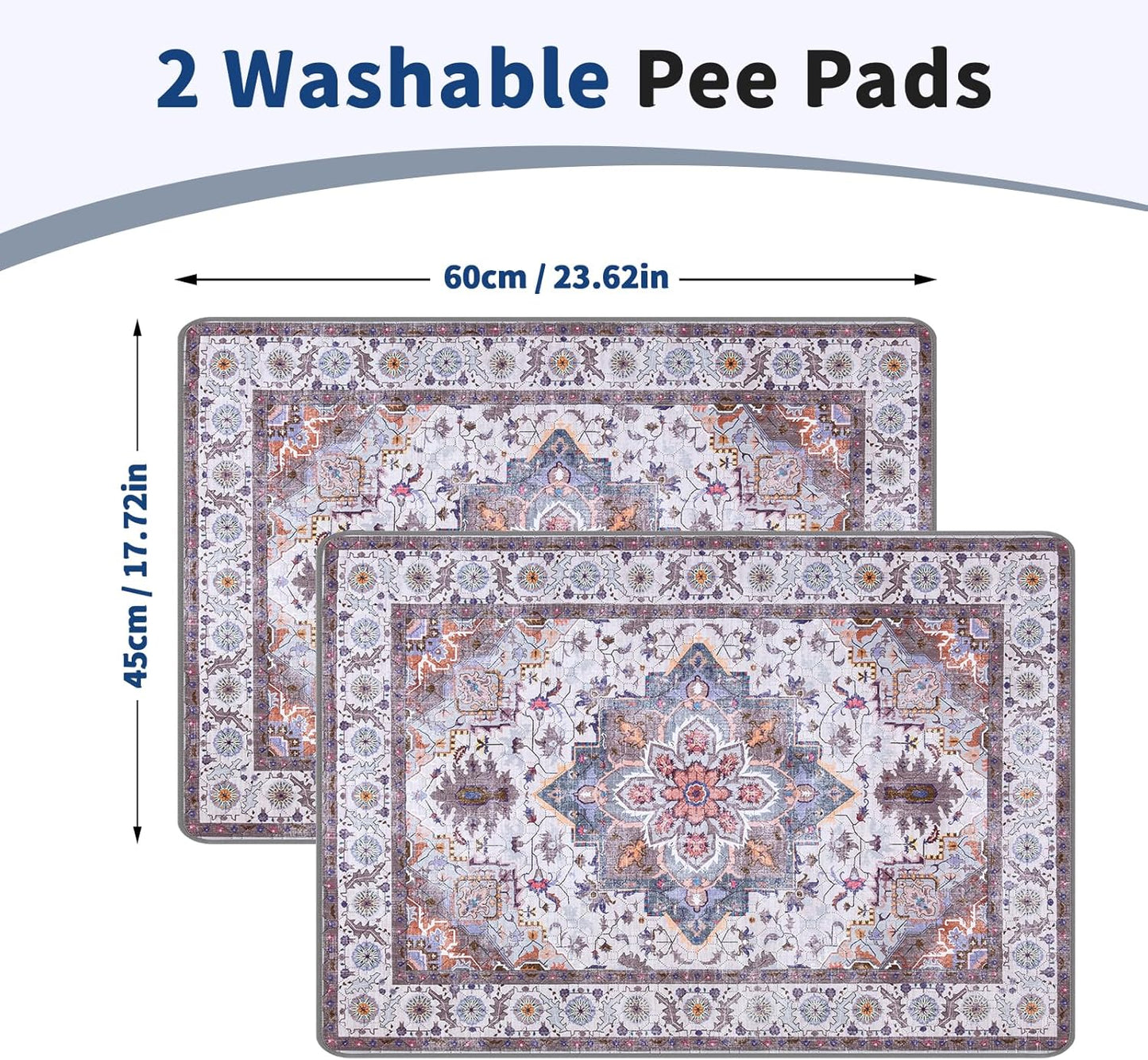 Washable Pee Pads for Dogs and Cats, Non-Slip and Leak-Proof Pee Pads, 100% Waterproof Reusable Puppy Training Mats for Puppy Playpen, Crate, Whelping Box, Potty Training