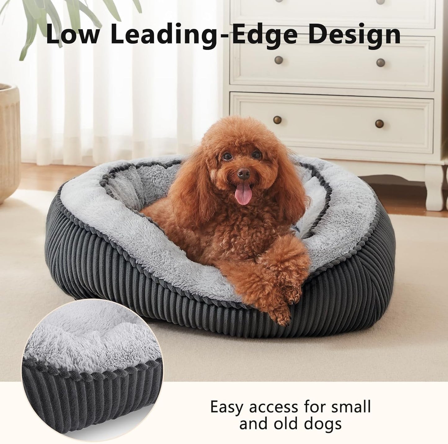 SIWA MARY Medium Dog Beds for Medium Small Dogs Washable, Rectangle Dog Bed Medium Size Dog, Orthopedic Warming Soft Calming Sleeping Puppy Bed Durable Pet Bed with Anti-Slip Bottom(25"x21"x8")