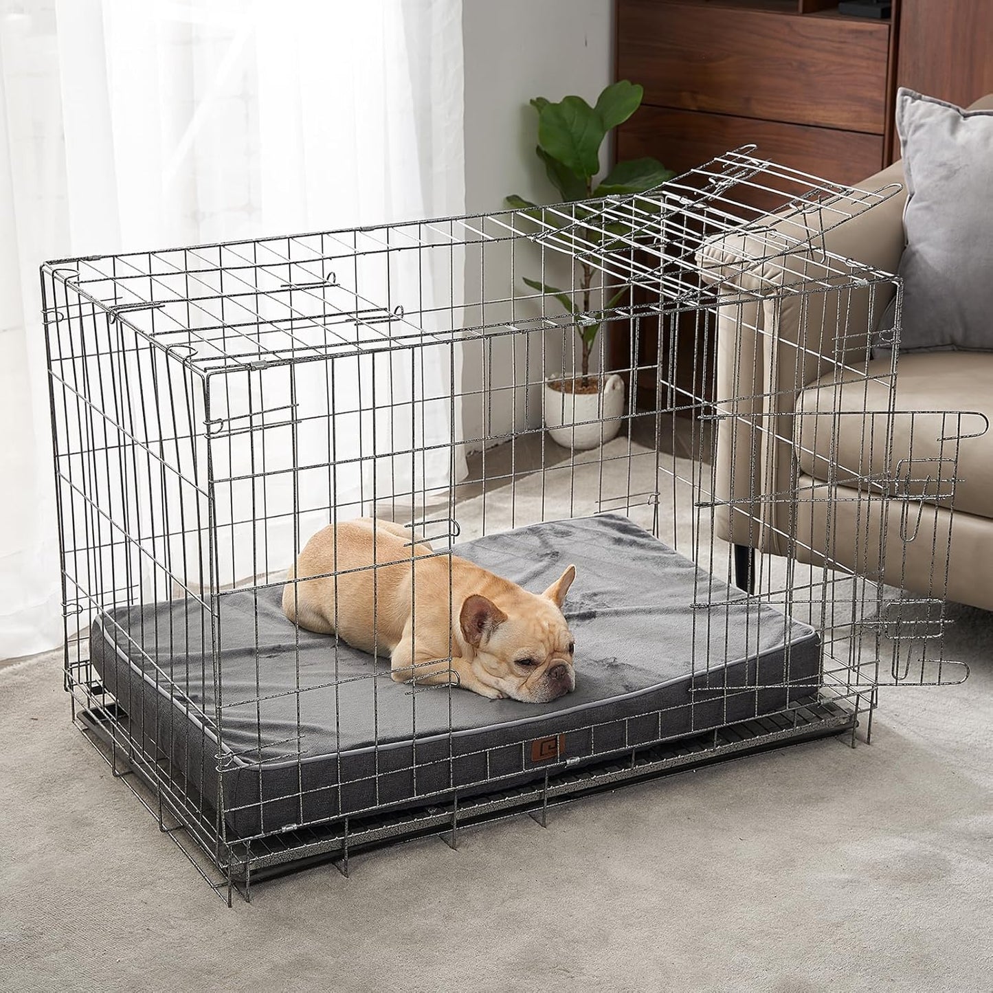 EHEYCIGA Waterproof Dog Bed Orthopedic 35"x23", Memory Foam Pet Bed for Larged Size Dogs, Washable Pet Mat with Removable Cover, Dark Grey
