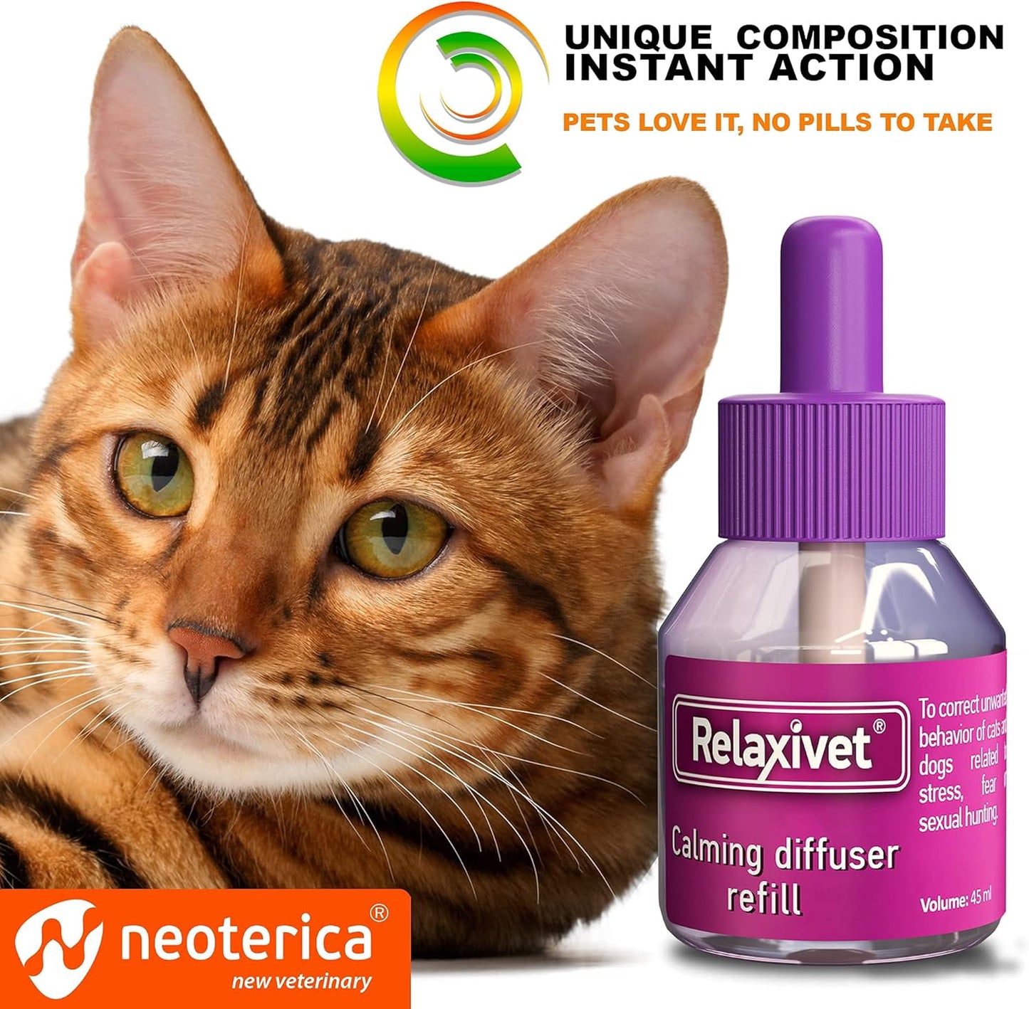 Calming Cat Diffuser Refill & Anti Anxiety Pet Products - Feline Calm Pheromones & Cats Comfort - Stress Relief with New Zone, Fighting with Dogs & Behavior Control (2 Pack (Diffuser not included))