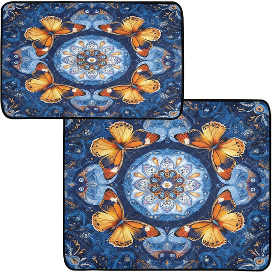 Washable Pee Pads for Pets Yellow Butterfly Blue Mandala Reusable Cats and Dogs Mats