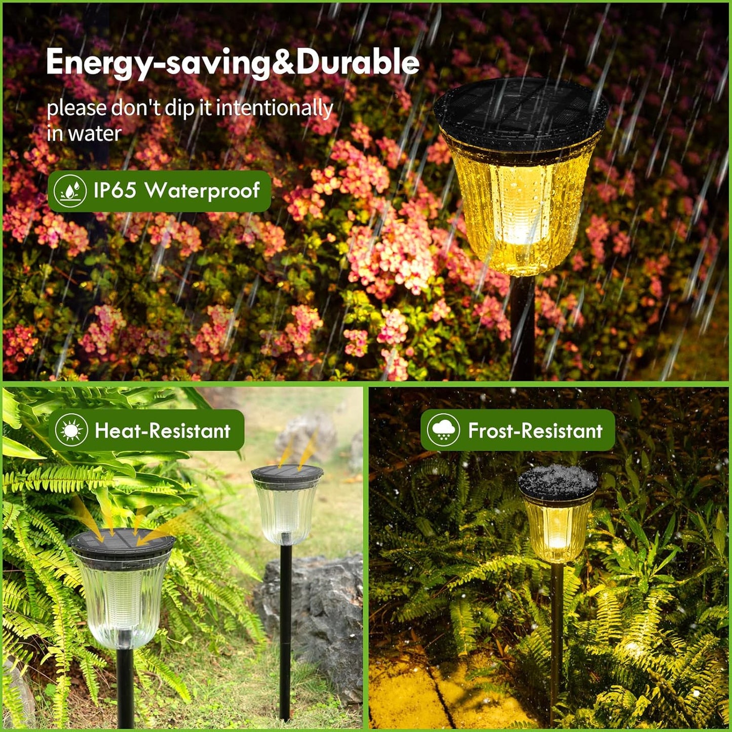 Solar Lights Outside Waterproof, 6 Pack 200 Lumens Super Bright Solar Pathway Lights Outdoor Waterproof with 2 Lighting Modes, Auto On/Off Outdoor Solar Lights for Yard, Walkway, Lawn