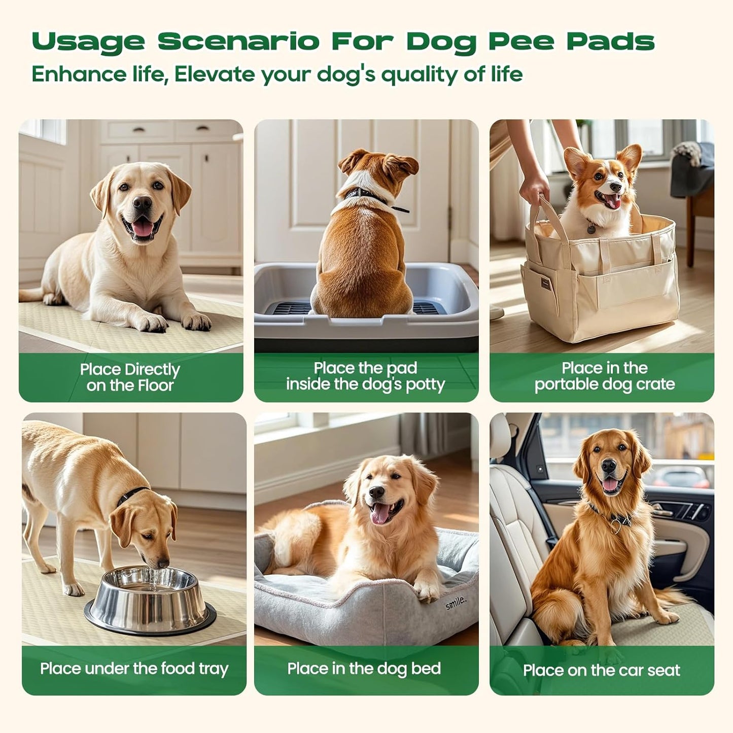 Puppy Pads 50 Count 30"x36" Pee Pads for Dogs Deodorizing Leakproof Quick Drying Dog Pee Pads Super Absorbent Disposable Bamboo Training Pads with Adhesive Tabs