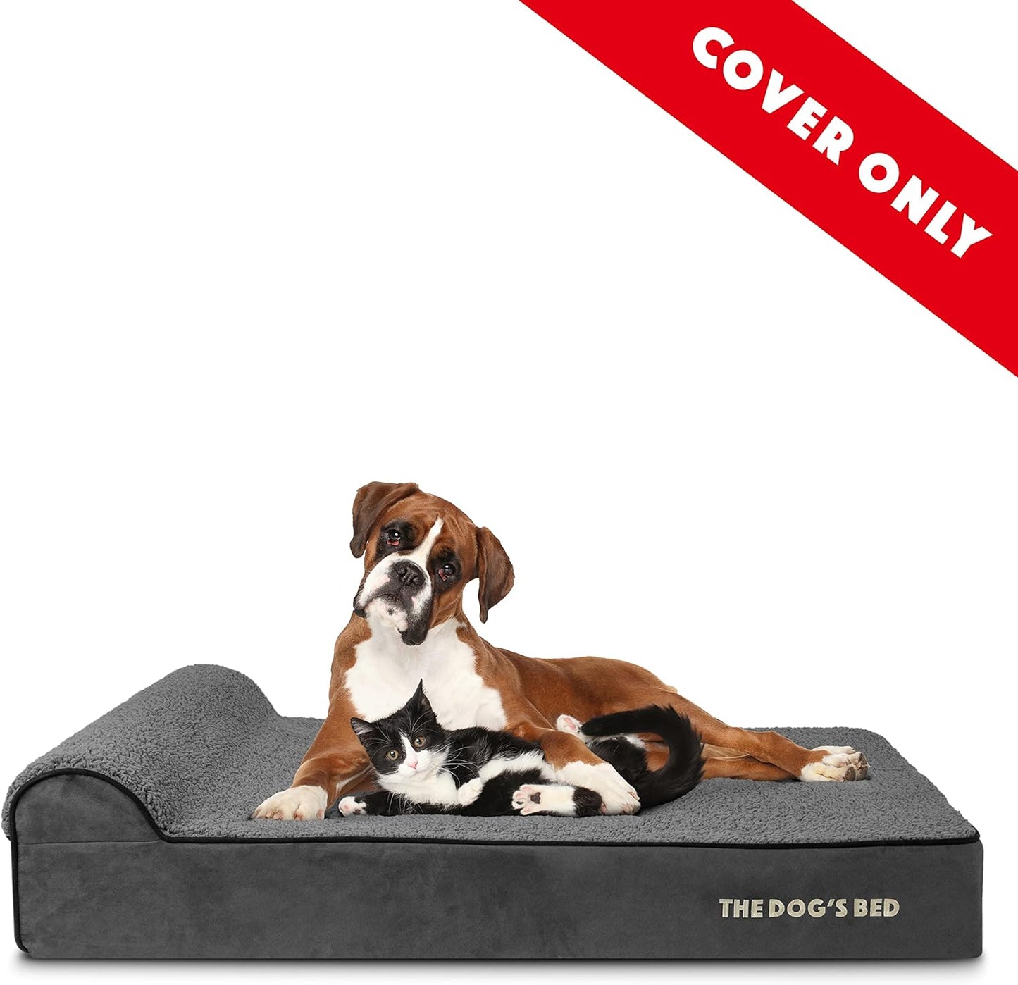 The Dog’s Bed Replacement Outer Cover, Plush Fabric, Grey Plush, XXL, 6-inch