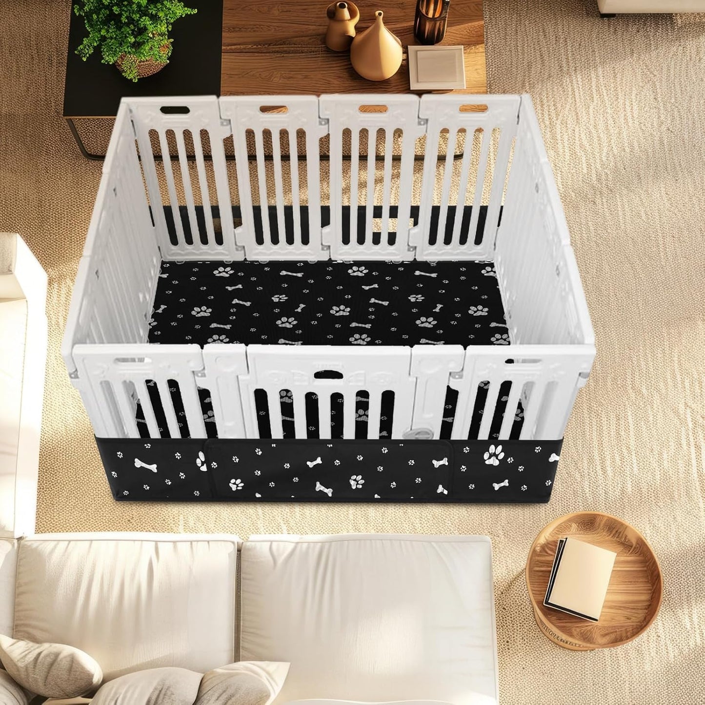Marsui Dog Playpen Bottom Pad Fits for 36 Inch 4 Panels Pet Exercise Mat Puppy Crate Pad Reusable Washable Pet Training Pee Mat Hoop and Loop Design, Playpen Not Included