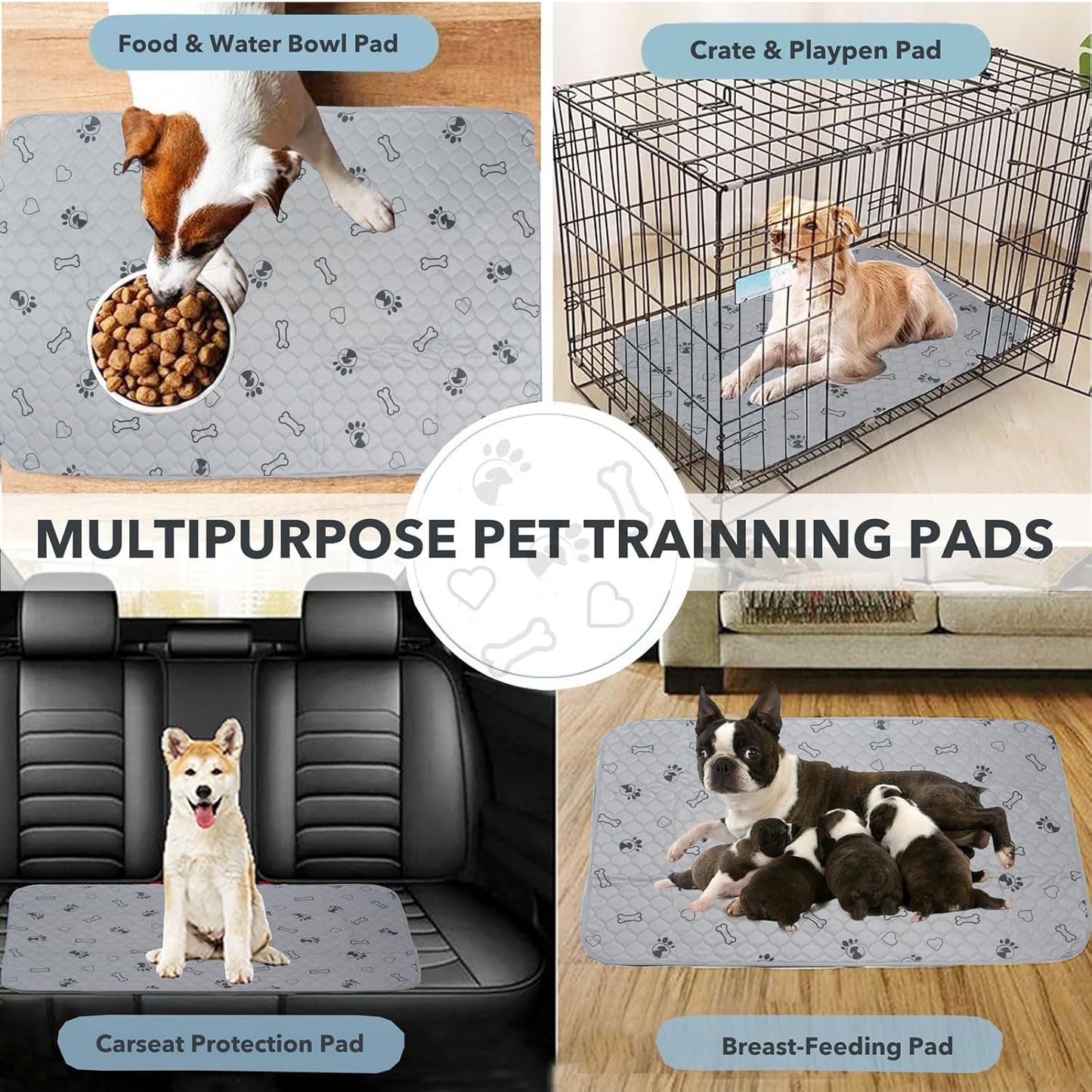 3 Pack 18x24 Reusable Puppy Pads Super Absorbent Washable Pee Pads for Dogs Leakproof Training Mats Waterproof Pet Training Pads for Puppy Playpen, Crate, Whelping Box, Potty Training