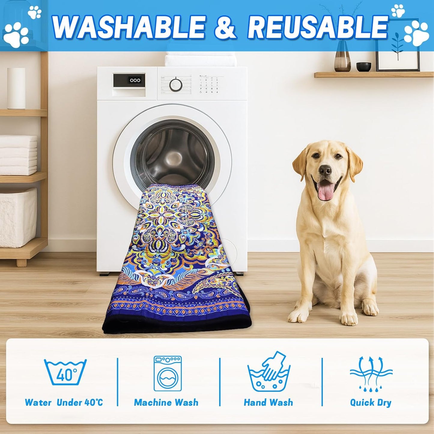 Reusable Pets Underpads, 2 Pack 18"x25" Washable Pee Pads for Dogs, Heavy Absorbency, Non-Slip and Leak-Proof Puppy Pee Mat for Crate, Couch, Floor and Pet Housebreaking