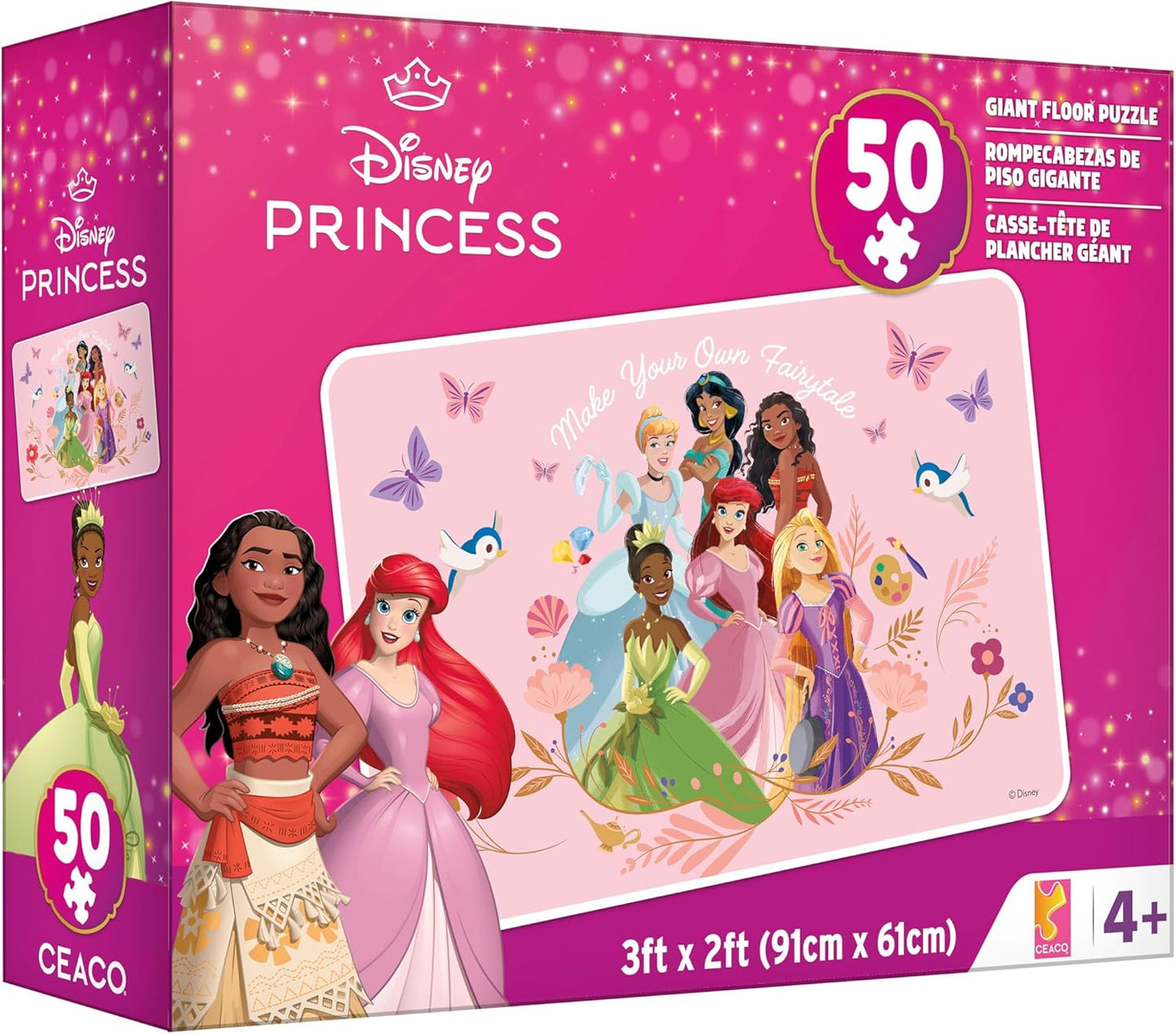 Buffalo Games - 50 Piece Giant Floor Puzzle - Disney Princess - Educational Puzzles for Kids Ages 4 and up - Large Pieces - 2 feet x 3 feet