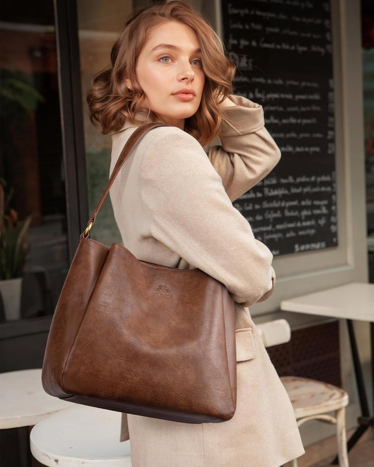 LOVEVOOK Hobo Bag for Women with Three Large Compartments Waterproof Shoulder Handbags Purse for Work Shopping Travel
