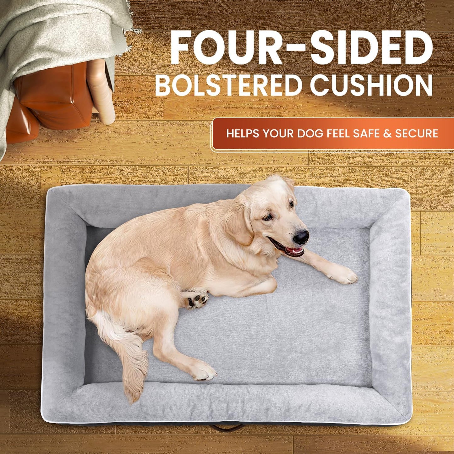Orthopedic Dog Bed, Four-Sided Cushioned Egg-Shaped Foam Dog Sofa, Waterproof Removable Cover, Pet Sofa Bed with Non-Slip Base, Large Pet Bed,Gray