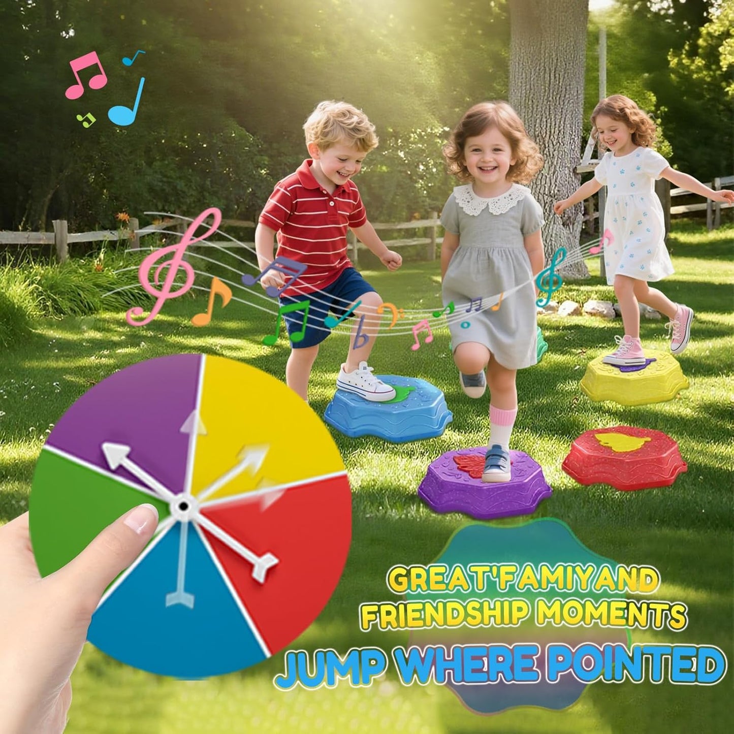 Stepping Stones for Kids with Light & Music,Toddler Sensory Toy for Obstacle Course Coordination，4 Year Old Girl Birthday Easter Gifts for Kids Boys Girls 3+