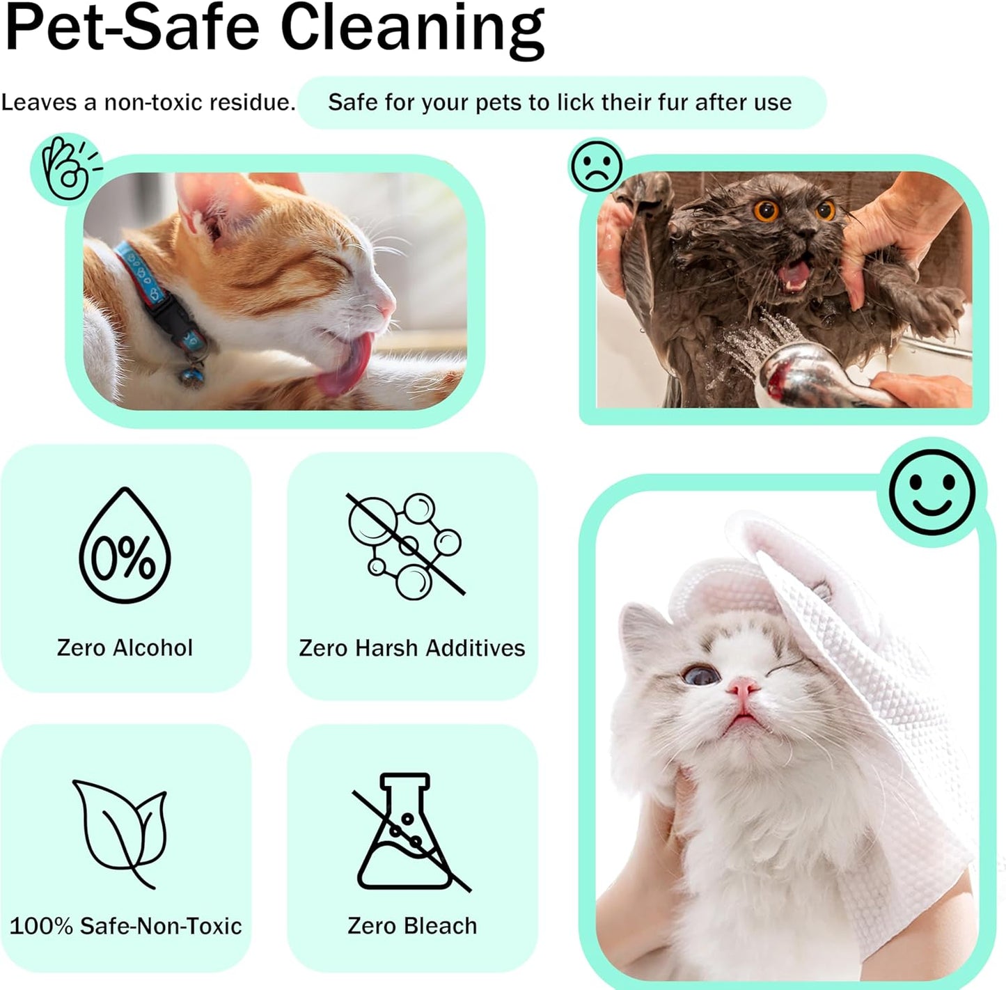 Dog Wipes & Cleaning Gloves 2-in-1 for Dogs and Cats, Extra-Thick Pet Wipes with Coconut Oil for Lick-Safe Paws, Eyes, Ears & Body, Rinse-Free Waterless Bath for Deodorizing&Cleansing, 24 PCS