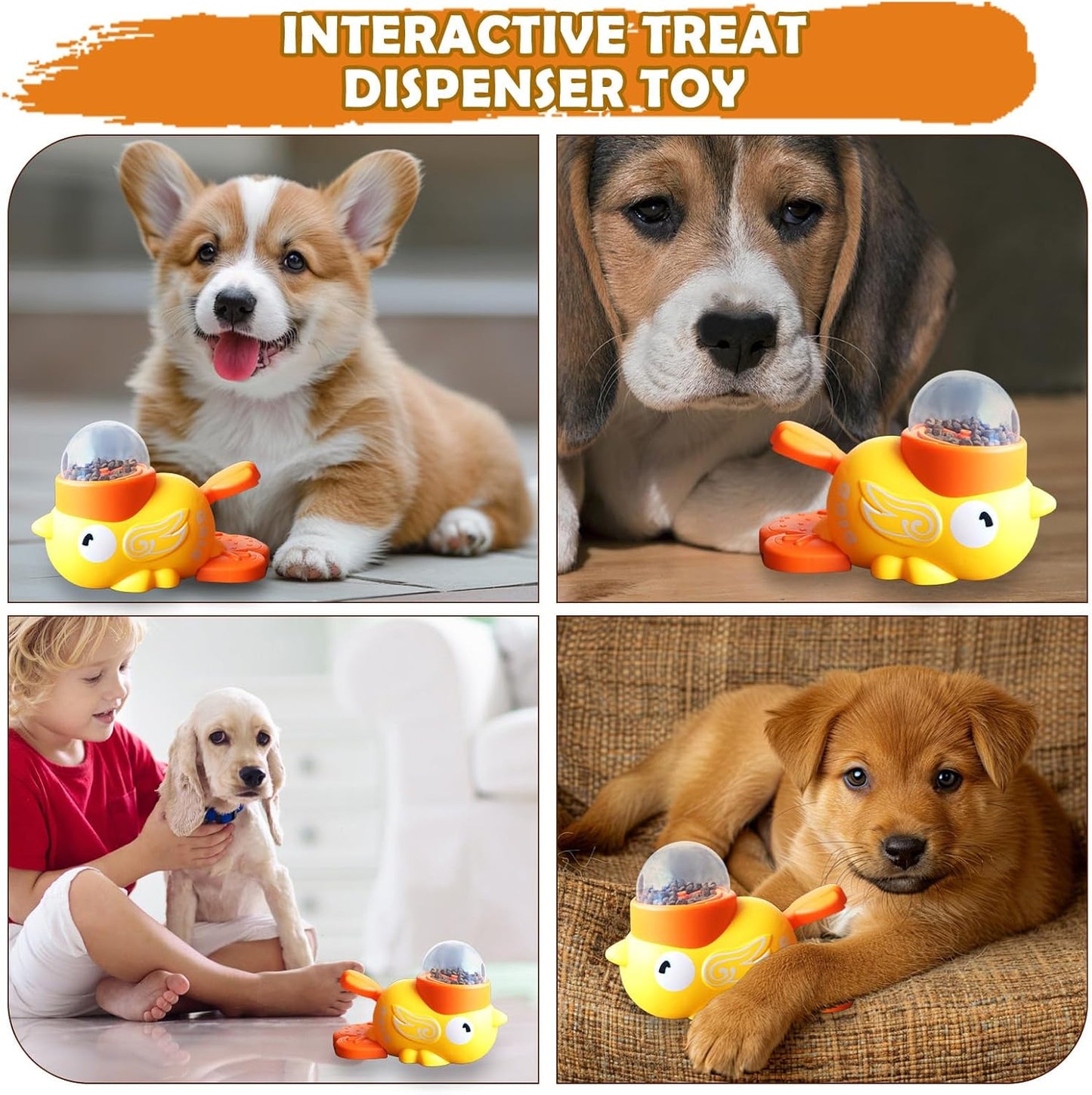 Treat Dispensing Dog Toys | Puzzle Slow Feeder | Pet Food Bowl Cat Treat Dispenser - for Puppy Kitten Small Medium Breed Training Boredom Travel Home Indoor