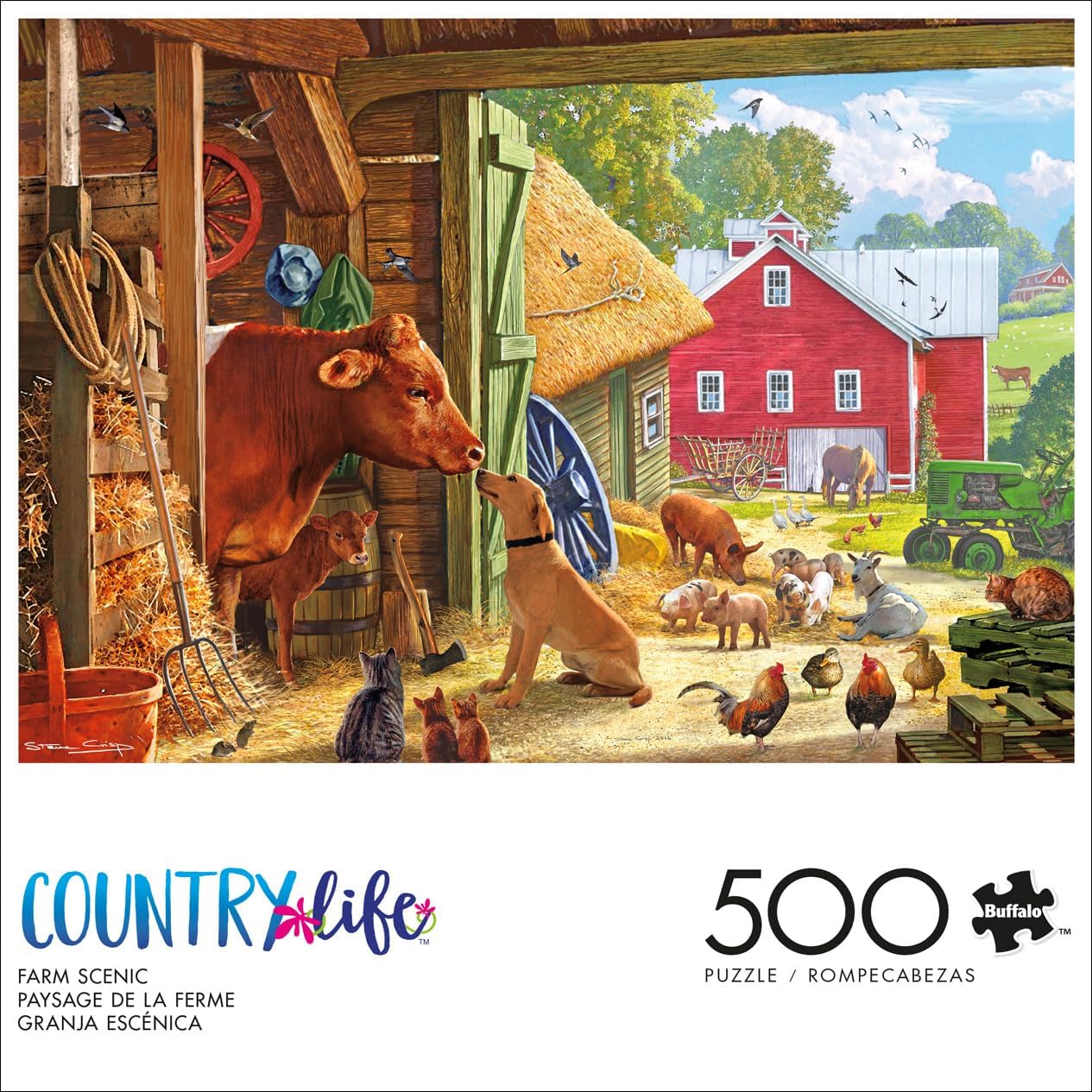 Buffalo Games - Country Life - Farm Scenic - 500 Piece Jigsaw Puzzle for Adults - Challenging Puzzle Perfect for Game Nights - Finished Size is 21.25 x 15.00