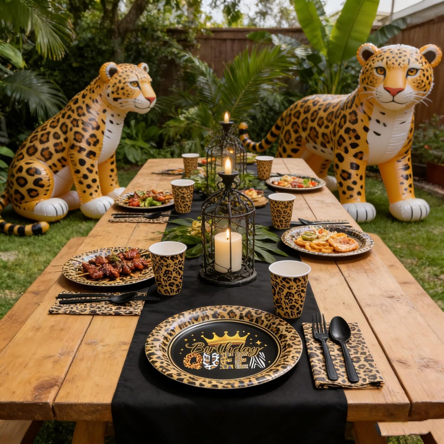 168pcs Leopard Print Party Supplies, Cheetah Print Party Tableware Set Leopard Plates Napkins Cups Cutlery for Wild Animal Leopard Theme Birthday Party Decorations | Serves 24
