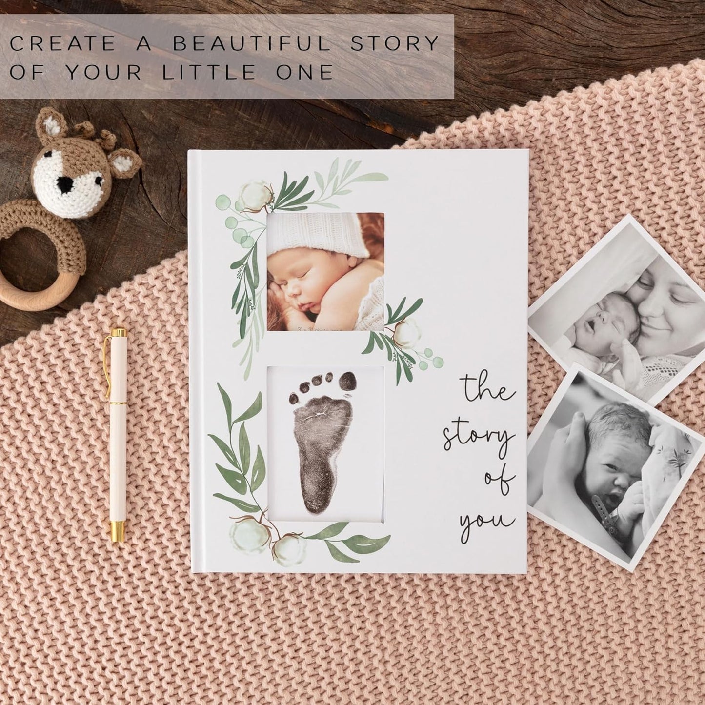 Baby Book Keepsake - Simple Baby Milestone Book for Boy or Girl - Baby Journal & Pregnancy Memory Book - Monthly Milestone Record Baby Books for Baby Shower - Modern Gender Neutral Style Gift for Moms
