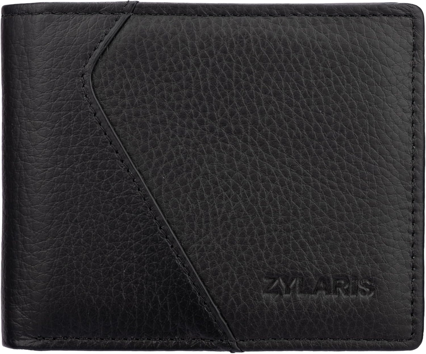 Soft leather Wallet Men,Classic Bifold Wallet, RFID Blocking, 7 Card Slots, Multiple Compartments, It is equipped with 1 coin pocket. (Jet Black)