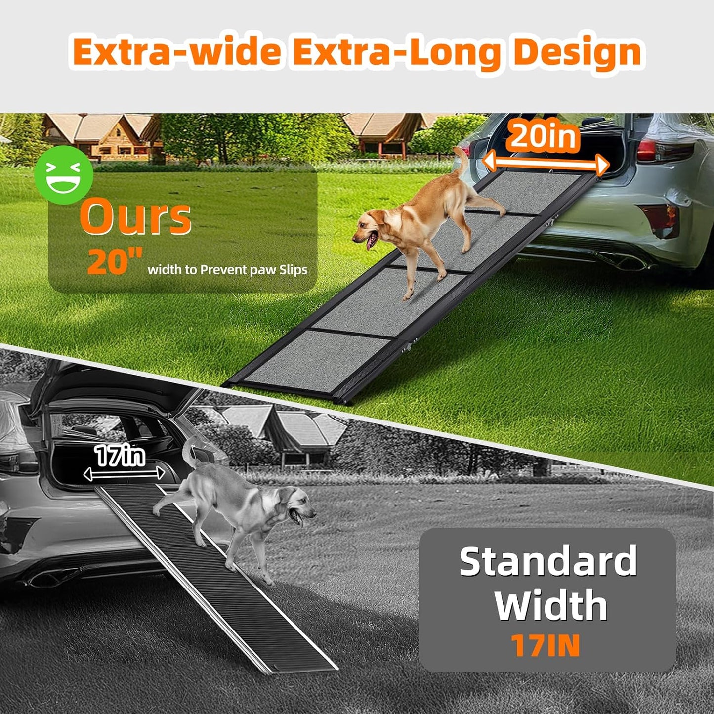 Dog Ramp for Car 71"x 20" Large DogFolding Pet Stair Ramp for Truck, SUV, with Non-Slip Surface, Up to 250LBS, Portable PetSteps