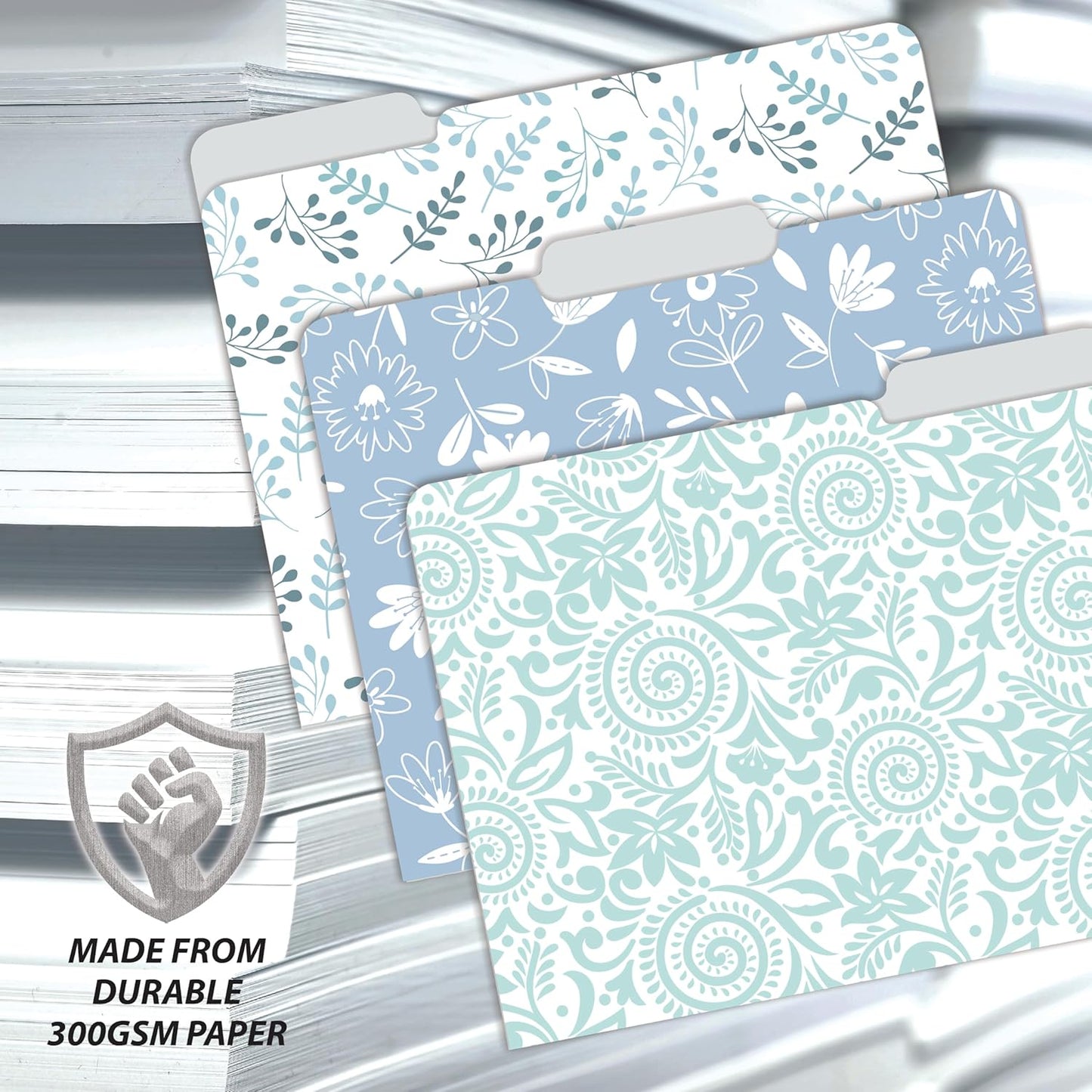 Better Office Products Decorative File Folders, 18 Pack, 9 Floral & Paisley Designs + 9 Matching Solid Colors, Heavyweight, Letter Size (9.5" x 11.5") with 1/3 Cut Tab, Laminated, Fashion Folders