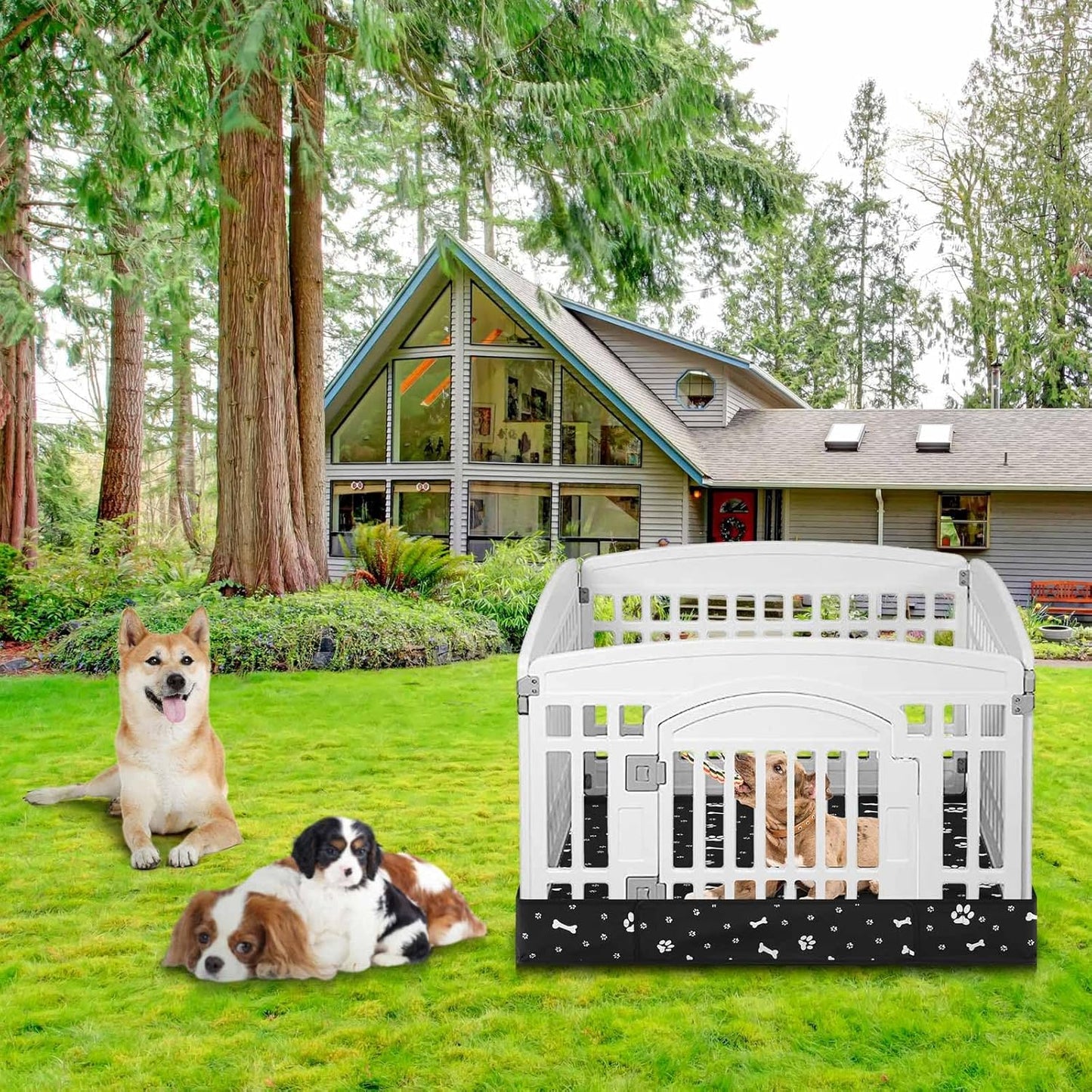 Marsui Dog Playpen Bottom Pad Fits for 36 Inch 4 Panels Pet Exercise Mat Puppy Crate Pad Reusable Washable Pet Training Pee Mat Hoop and Loop Design, Playpen Not Included
