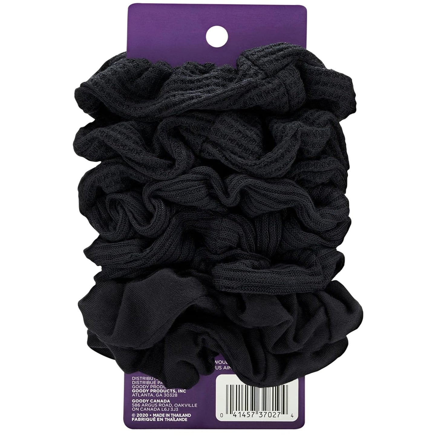 Goody Ouchless Jersey Scrunchies 8 Count Black Fabric Hair Ties, Dentless Damage-Free Secure Hold, Soft Stretch Accessories for Women Men All Hair Types