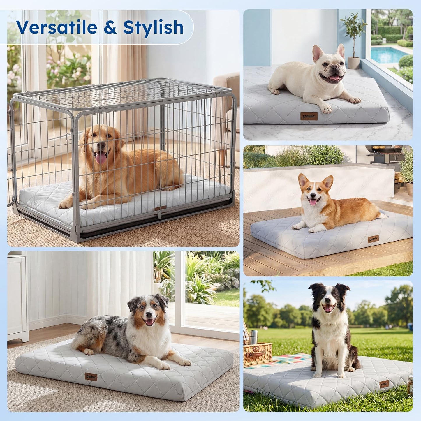 Orthopedic Cooling Dog Bed, Q-Max>0.5 Cooling Mat XXL for Cate with Removable Washable Cover, Breathable Egg Crate Foam Summer Pad for Furry Pets Outdoor, 47x29 Inch, Grey