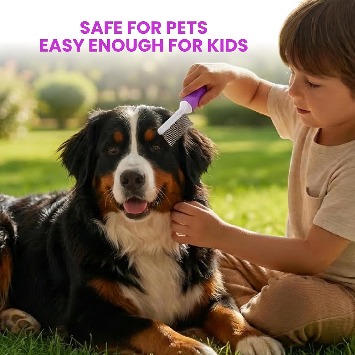 Poodle Pet Detangling Pet Comb with Long & Short Stainless Steel Teeth for Removing Matted Fur, Knots & Tangles – Detangler Tool Accessories for Safe & Gentle DIY Dog & Cat Grooming
