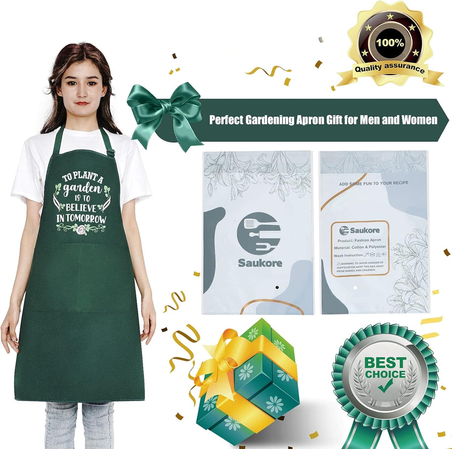 Funny Garden Aprons for Women, Gardening Gifts for Gardeners, Waterproof Kitchen Apron for Cooking Baking, Birthday Housewarming Gifts for Wife Florist Mom Sister Grandma