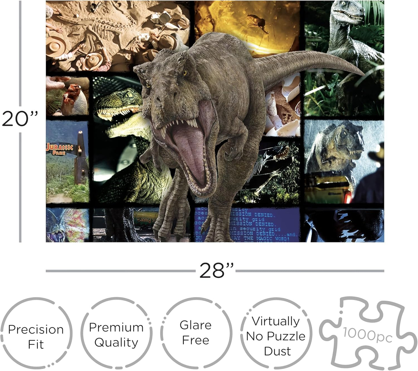 Aquarius Jurassic World Collage Puzzle (1000 Piece Jigsaw Puzzle) - Officially Licensed Jurassic World Merchandise & Collectibles - Glare Free - Precision Fit, 22'' x 28''