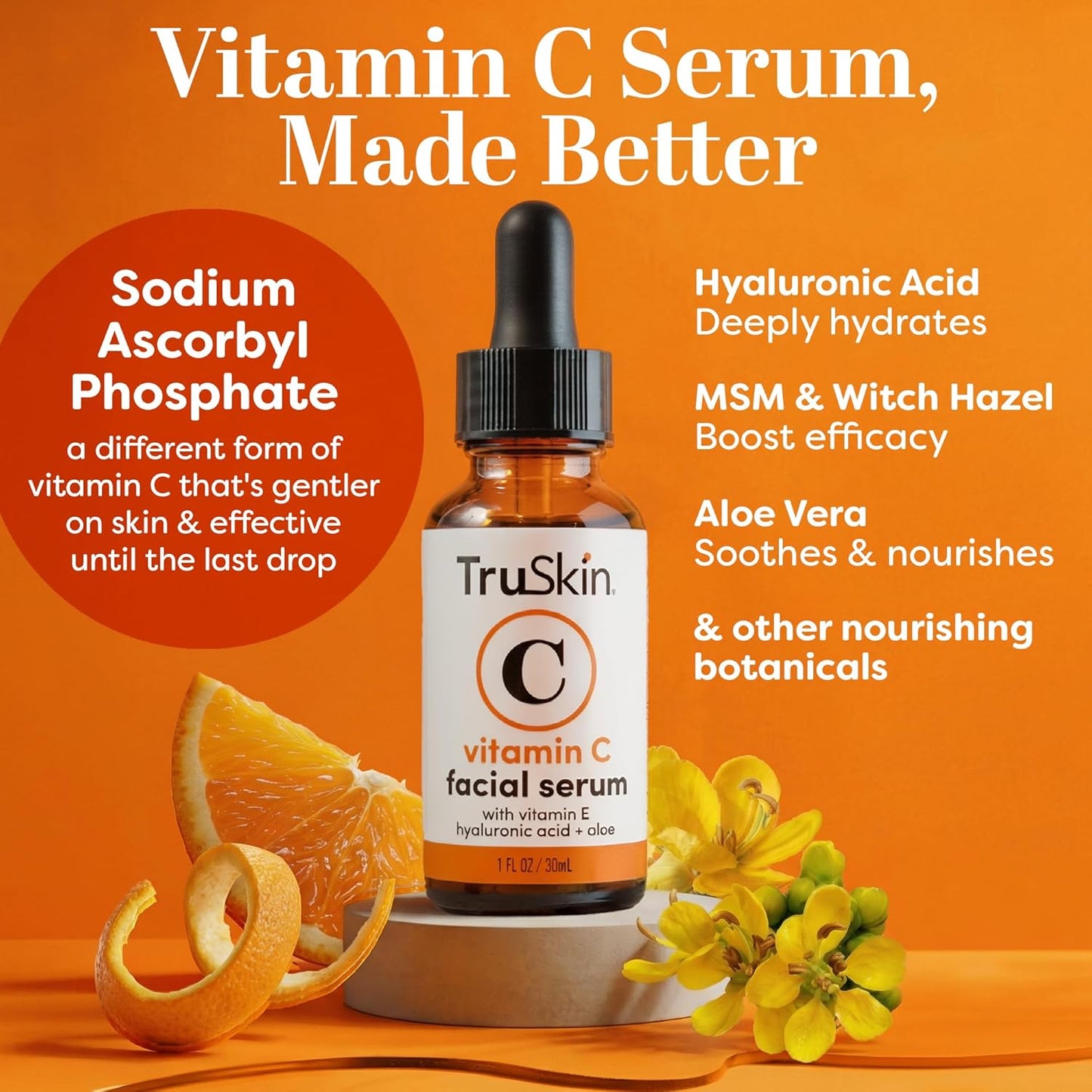 TruSkin Vitamin C Serum for Face – Anti Aging Face Serum with Hyaluronic Acid & Vitamin E – Brightening Formula for Improving Appearance of Dark Spots, Fine Lines & Wrinkles – All Skin Types, 1 fl oz
